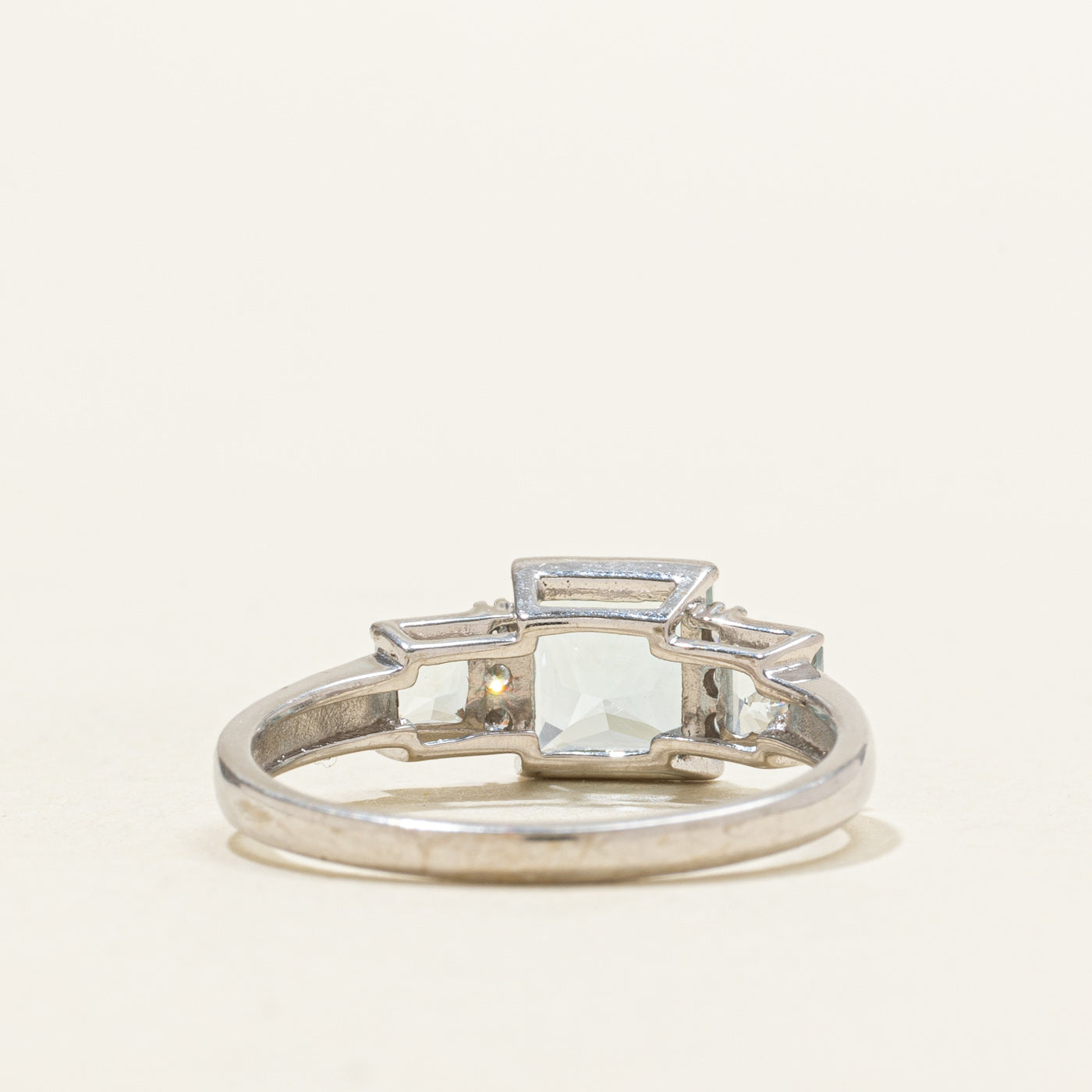 Square Cut Aquamarine & Diamond Accented Ring | 1.00ctw, 0.04ctw | SZ 7.25
