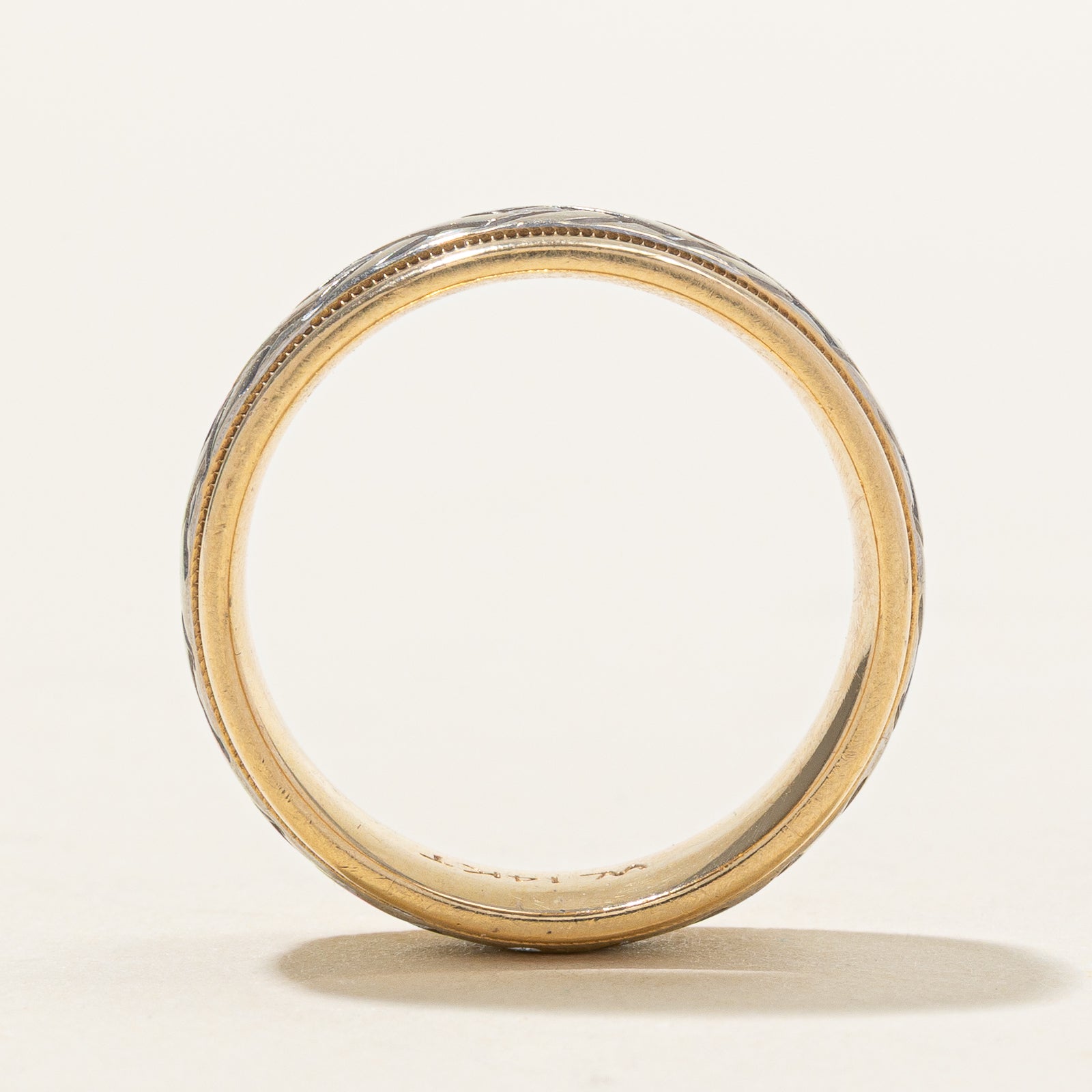 14k Two Tone Gold Woven Design Band | 7mm | SZ 6.5