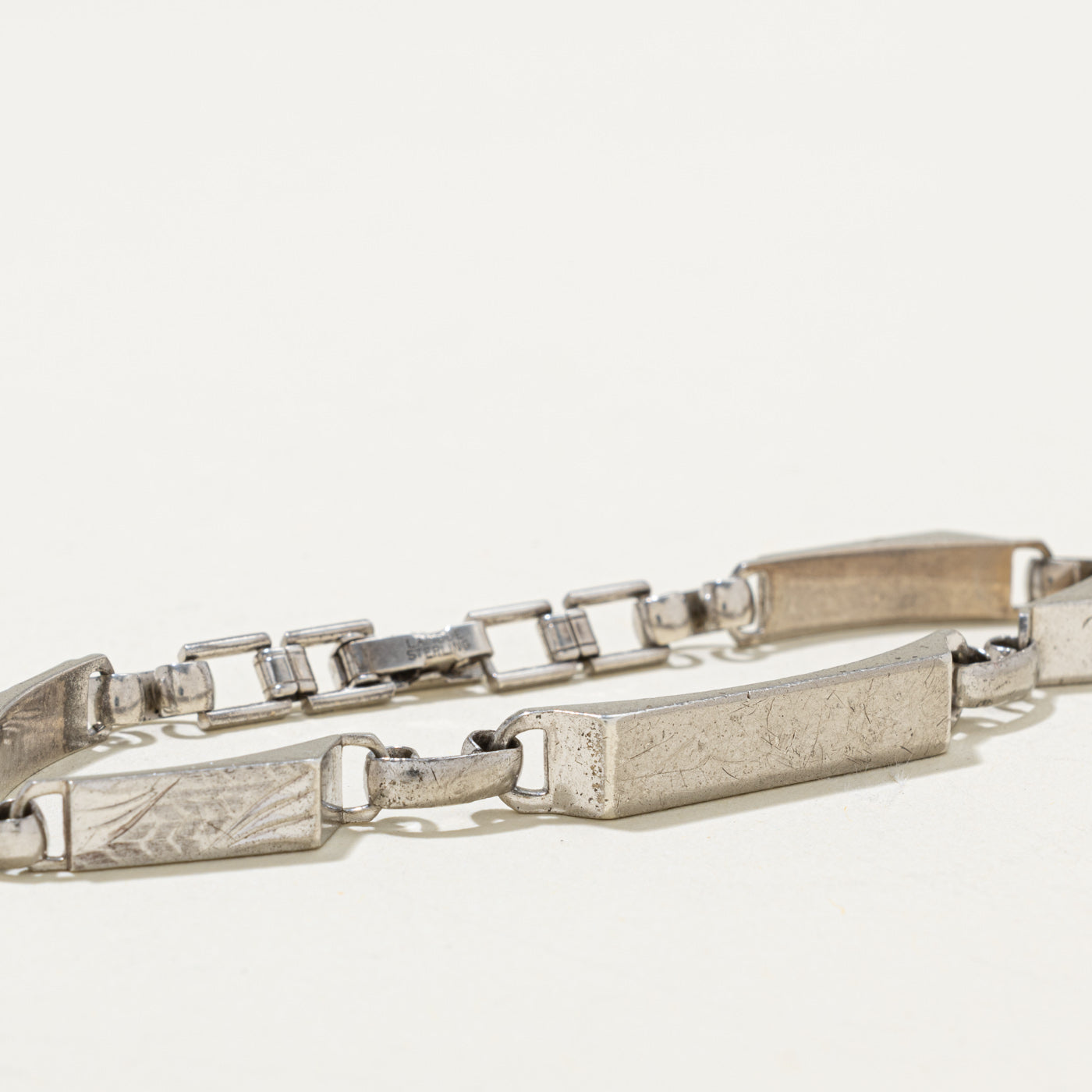 Sterling Silver Engraved ID Tag Bracelet | 7.5"