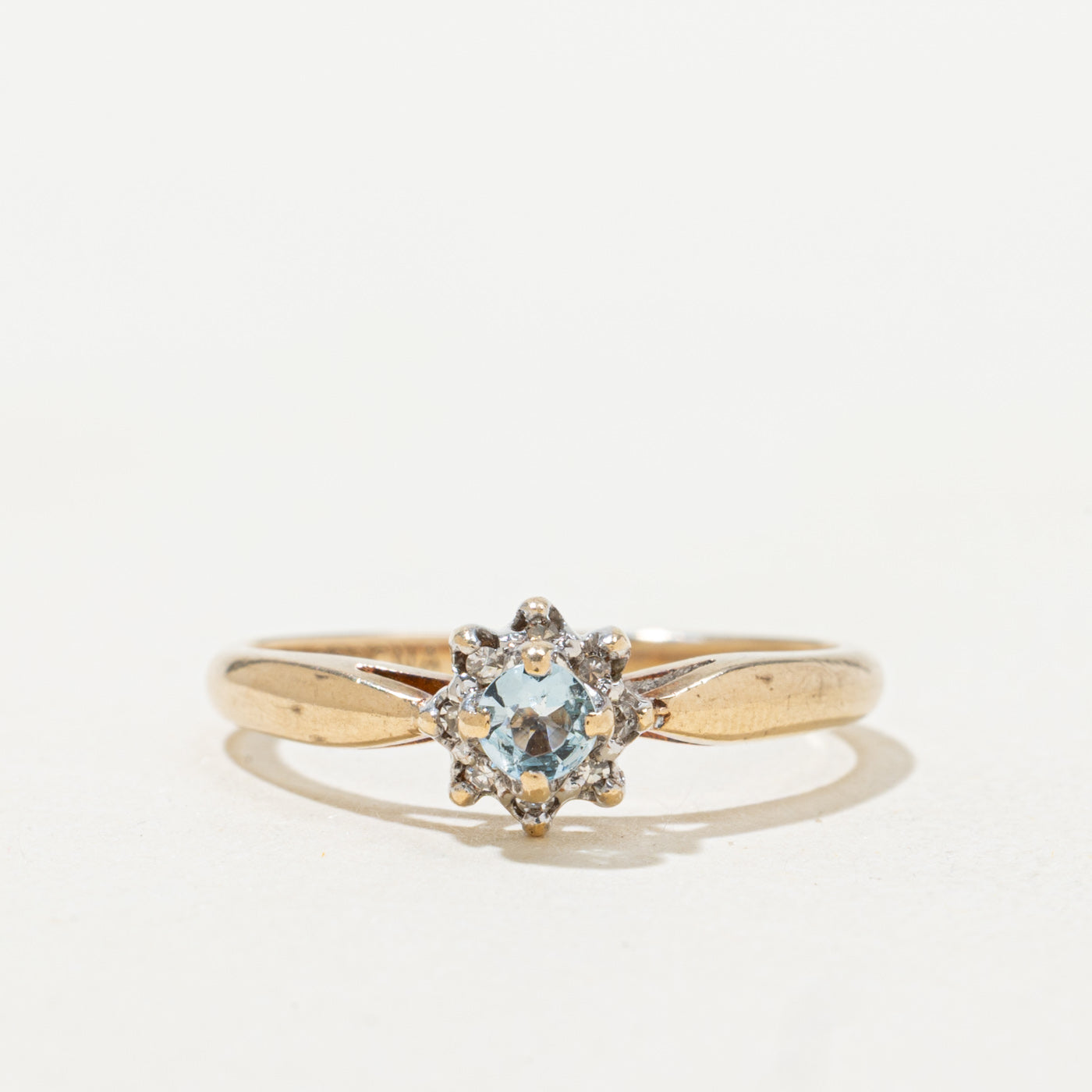 Aquamarine & Diamond Petal Ring | 0.08ct, 0.02ctw | SZ 6.25 |
