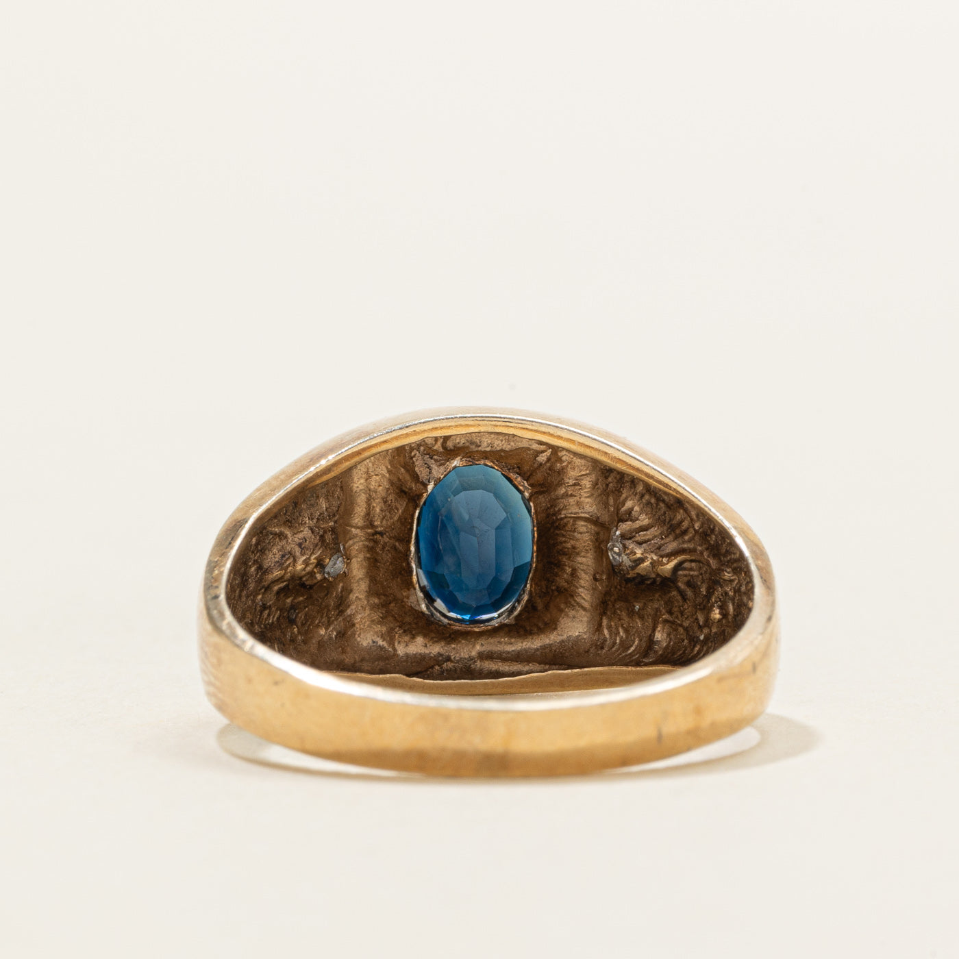 Bague géométrique épaisse ornée de saphirs et de diamants | 1,00 ct, 0,01 ct au total | Taille 8,25