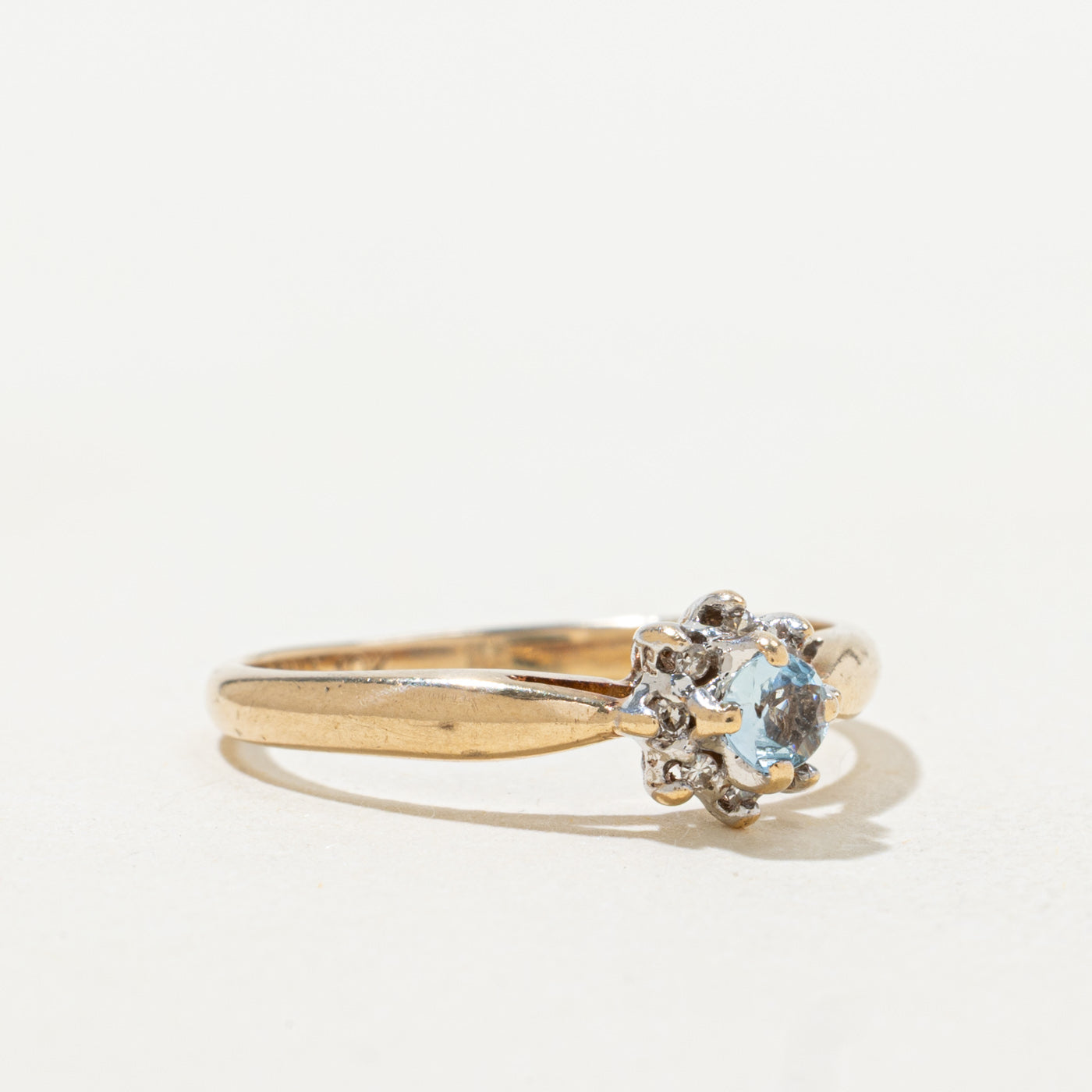 Aquamarine & Diamond Petal Ring | 0.08ct, 0.02ctw | SZ 6.25 |