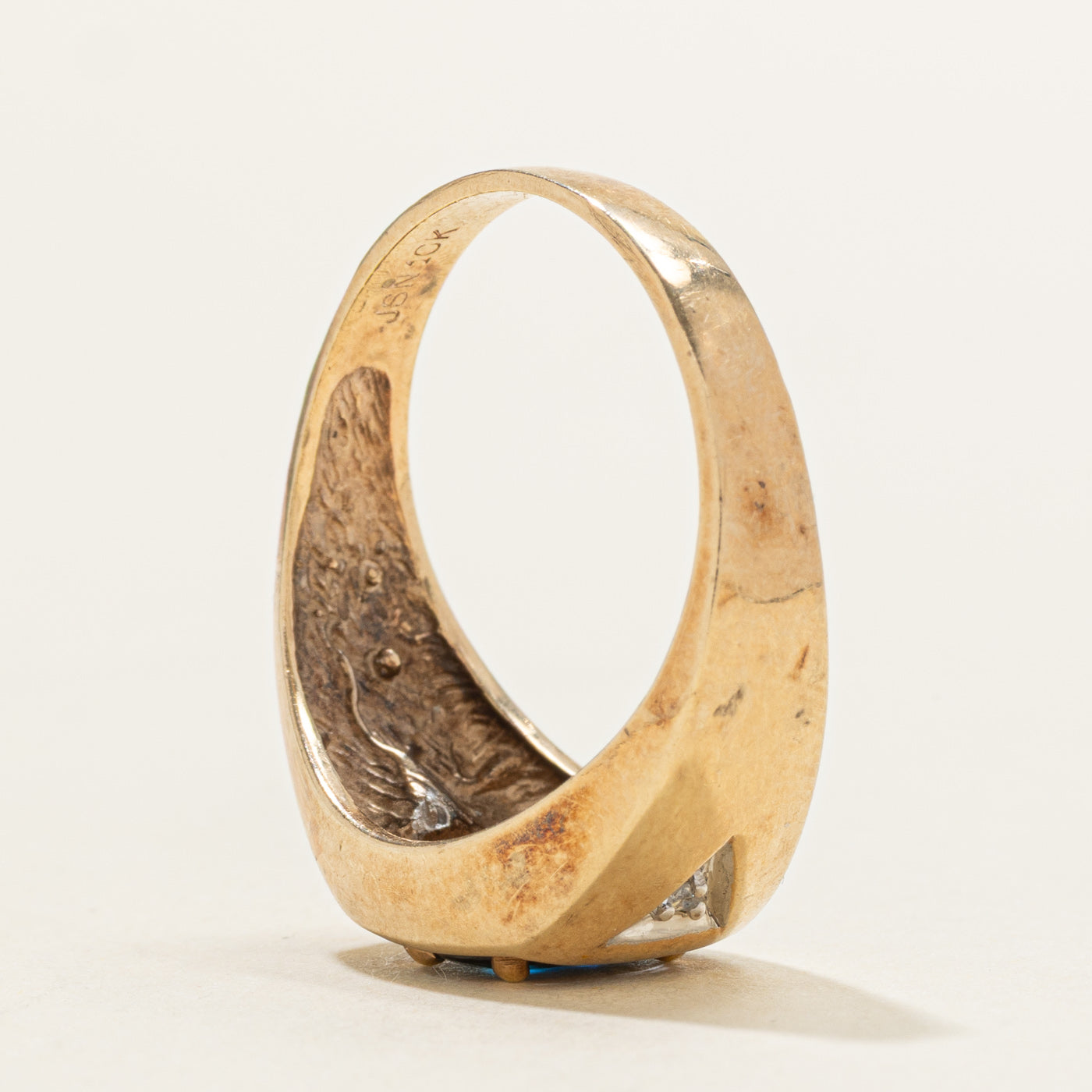 Bague géométrique épaisse ornée de saphirs et de diamants | 1,00 ct, 0,01 ct au total | Taille 8,25