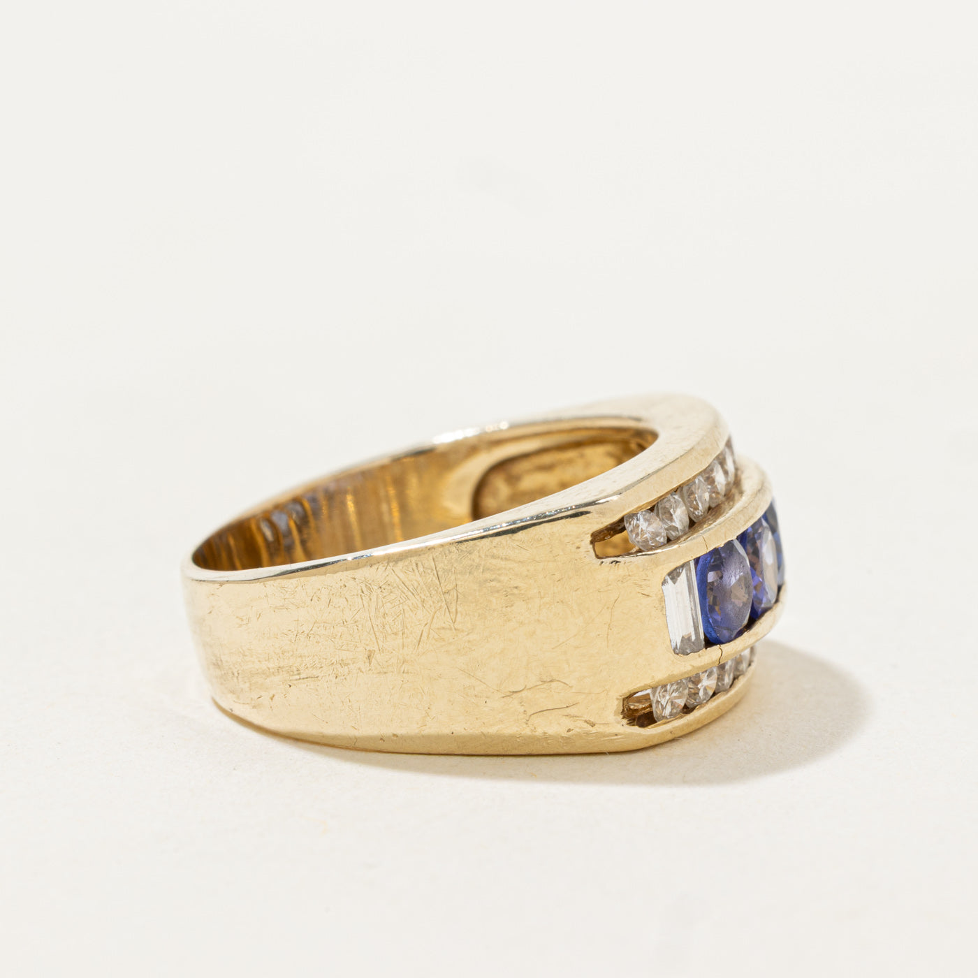 Channel Set Multi Row Tanzanite & Diamond Band | 1.0ctw, 0.72ctw | SZ 7.5 |