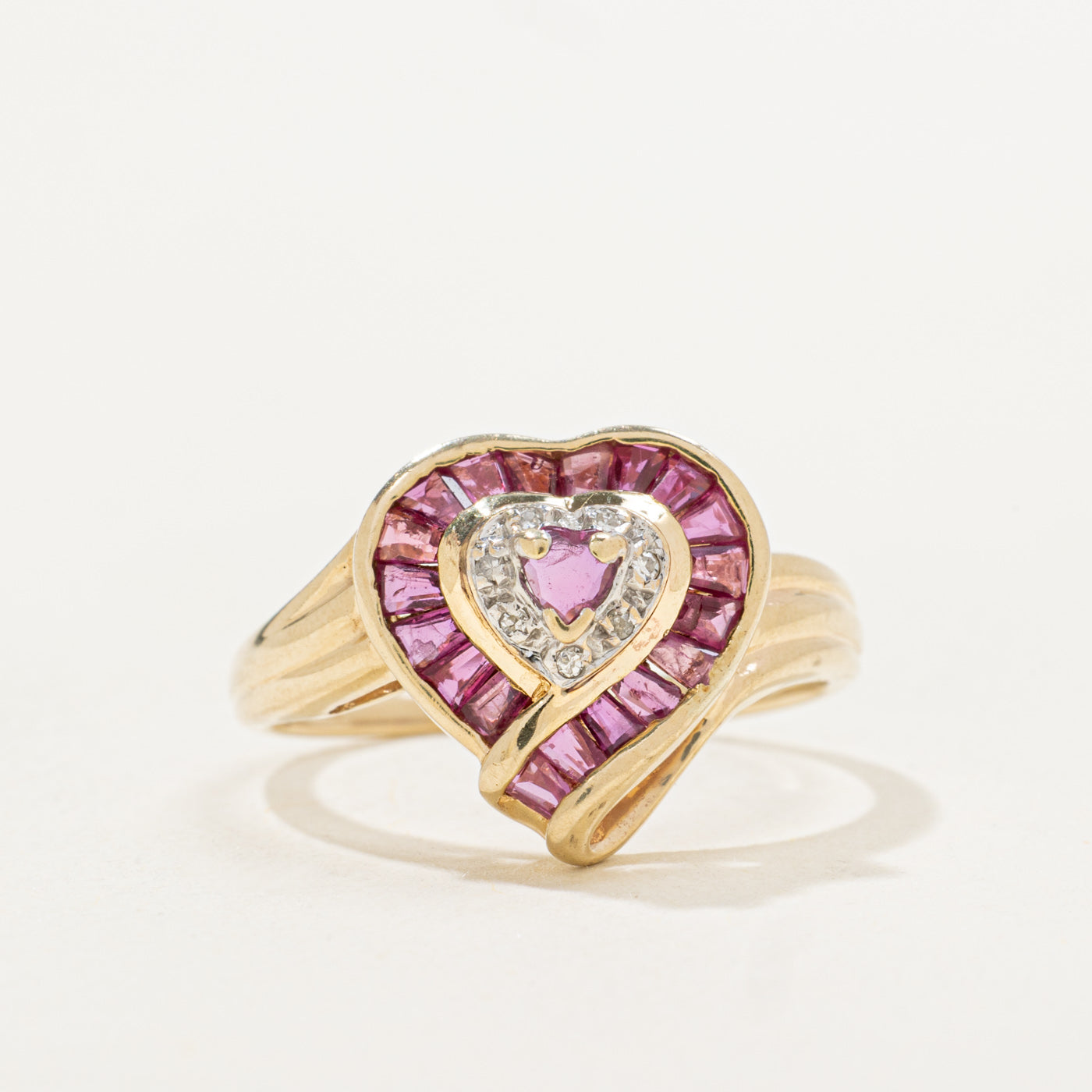 Ruby & Diamond Heart Halo Ring | 0.42ctw, 0.07ctw | SZ 6.75 |