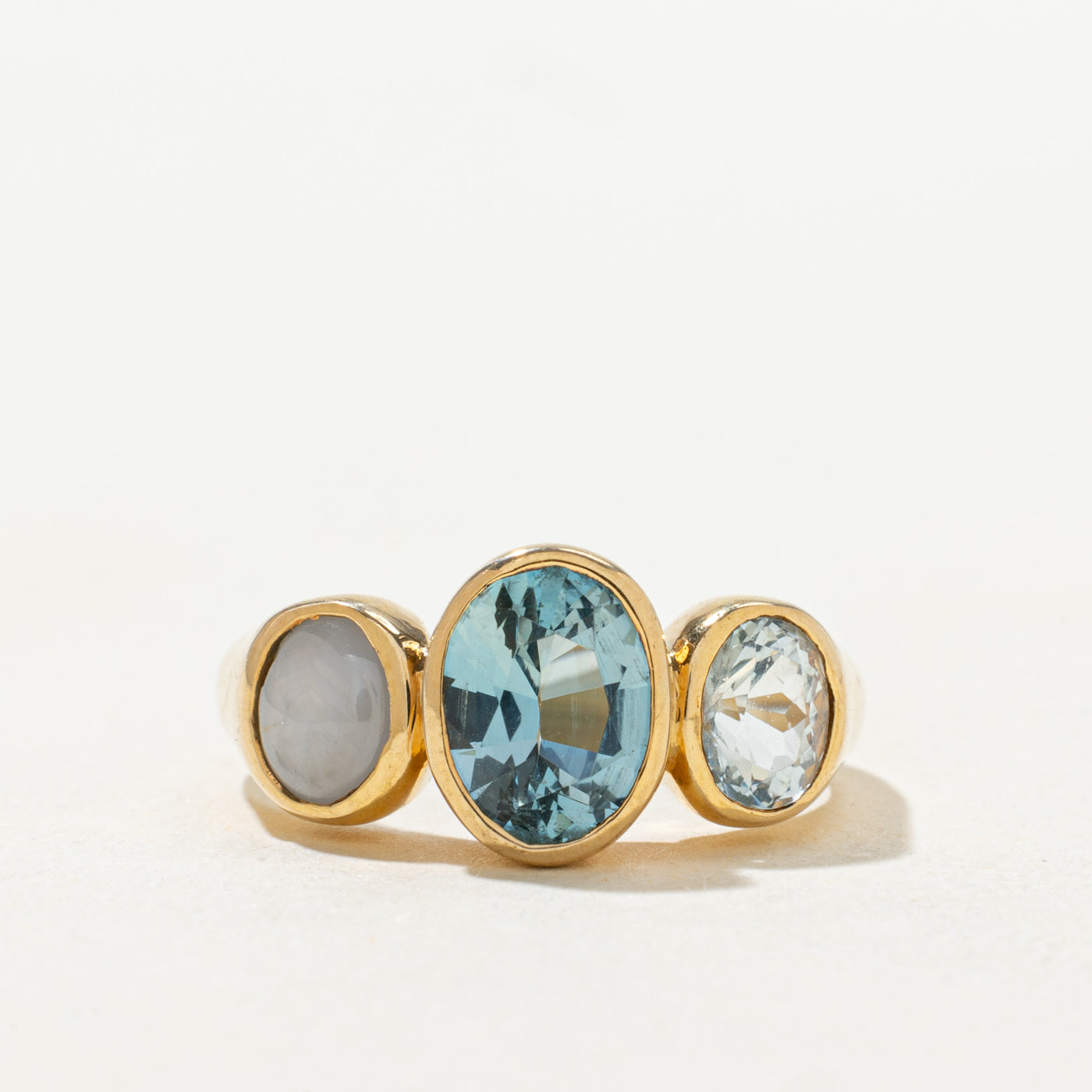 Multi Gemstone Three Stone Bezel Set Ring | 3.58ctw | SZ 6.0 |