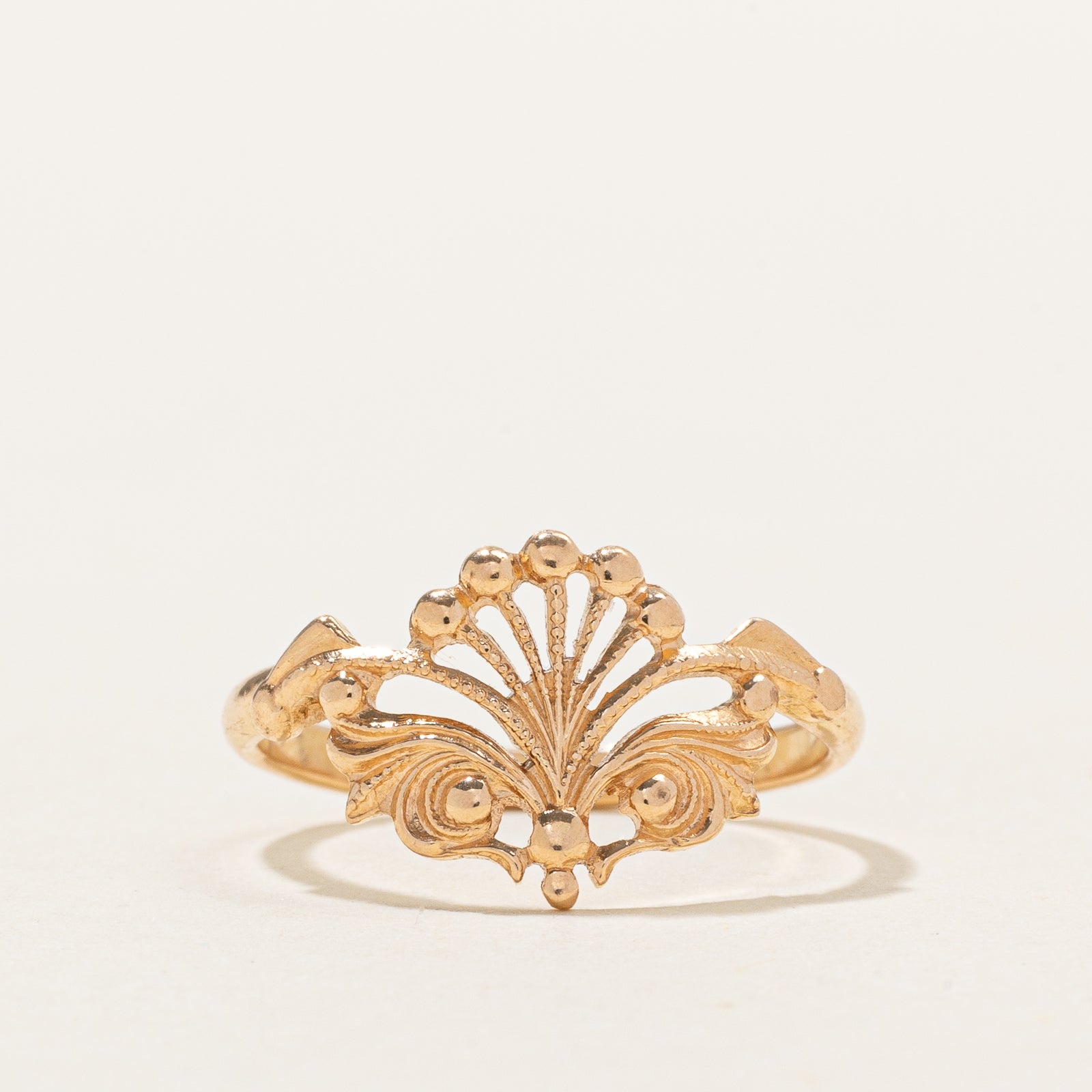 1992 Belarus 14k Rose Gold Thin Openwork Ring | SZ 5.5