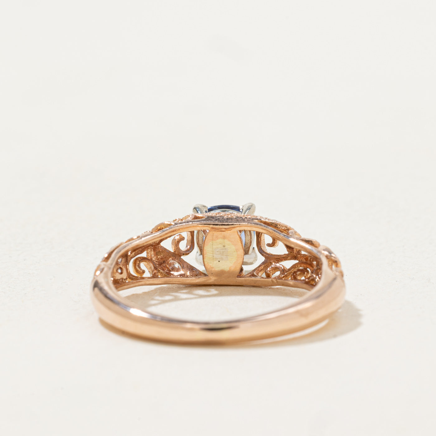 Synthetic Sapphire & Diamond Ornate Ring | 0.35ct, 0.1ctw | SZ 5.25 |