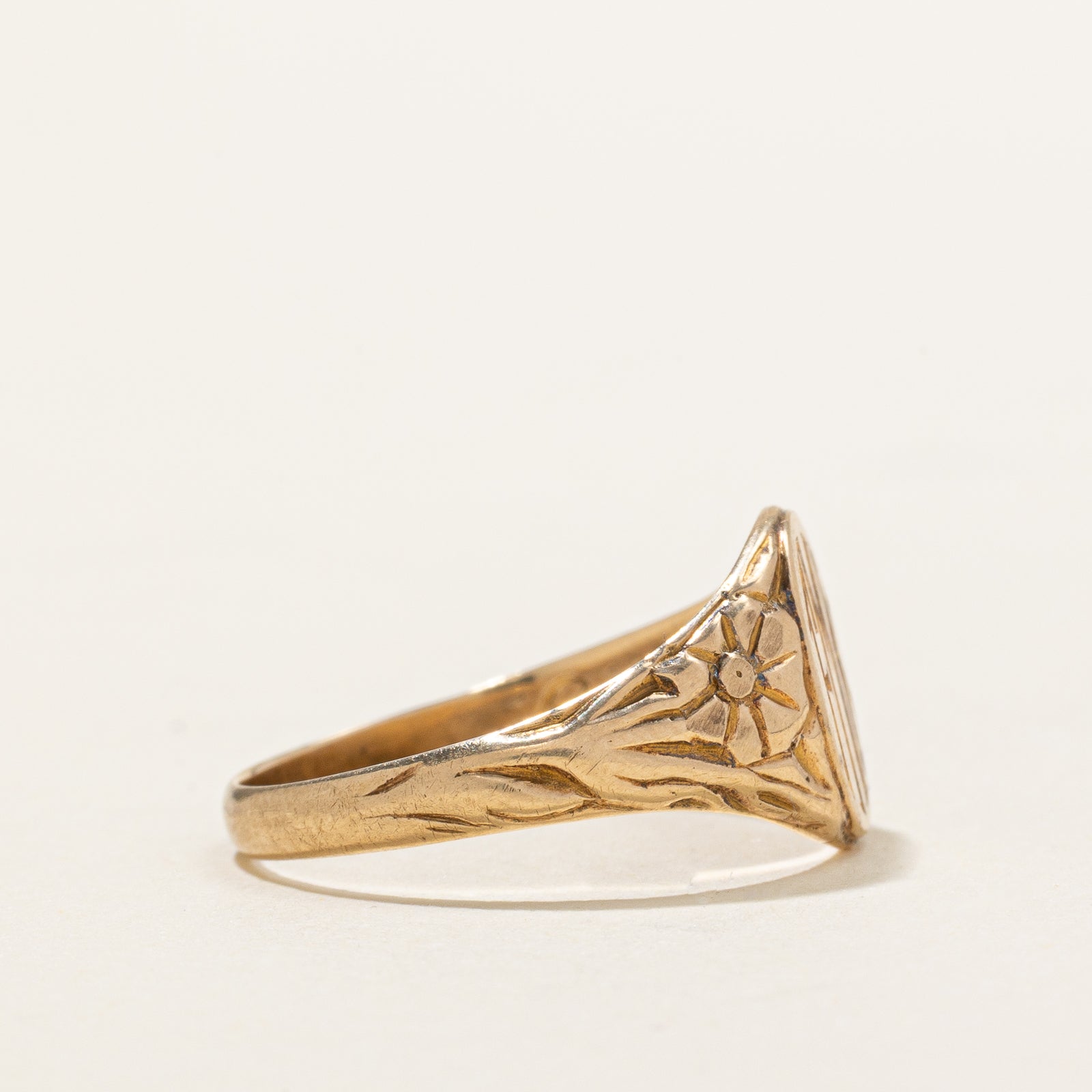 'Birks' 14k Yellow Gold "FMK" Initial Signet Ring | SZ 6.25