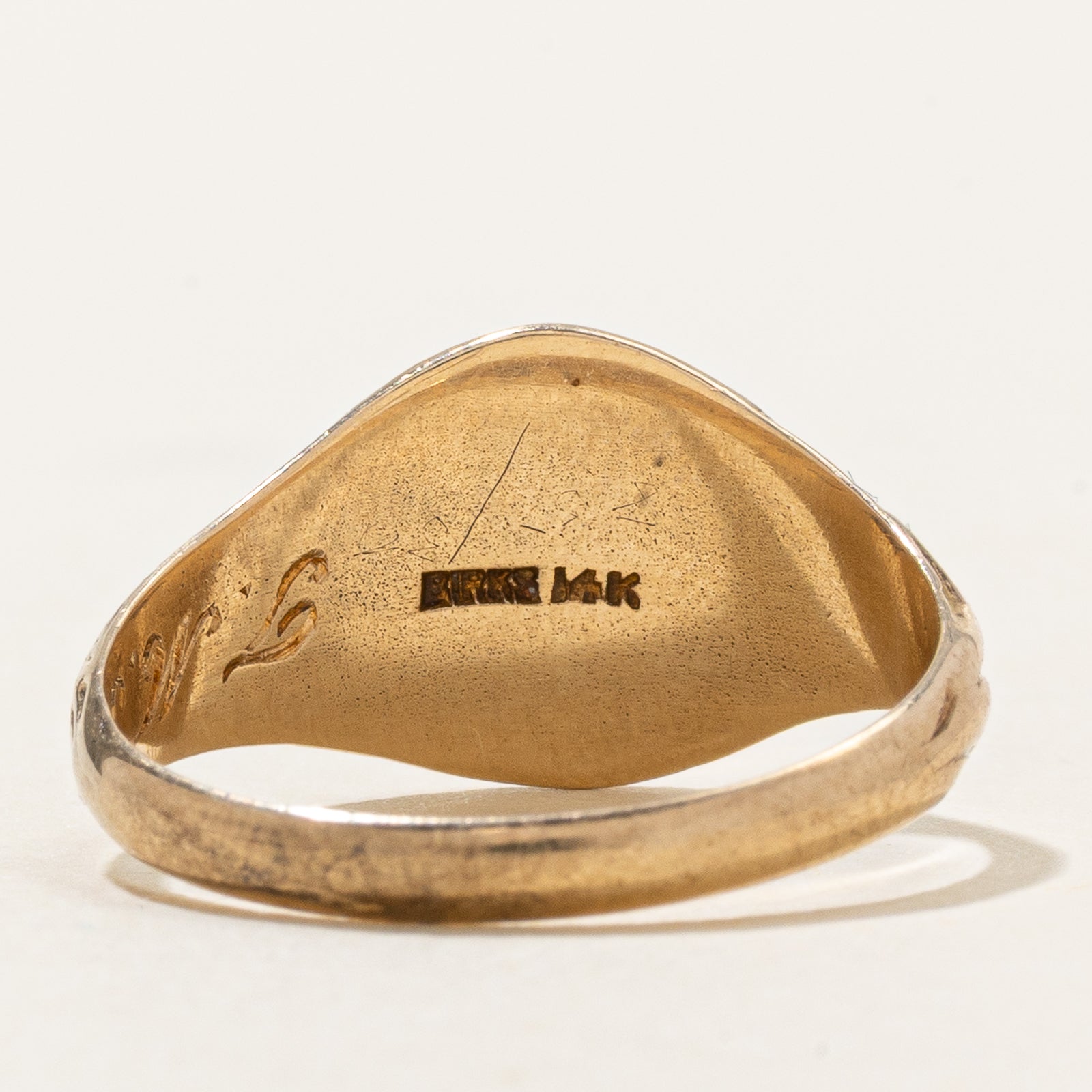 'Birks' 14k Yellow Gold "FMK" Initial Signet Ring | SZ 6.25