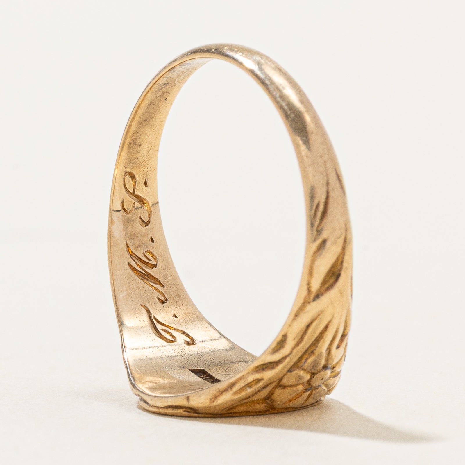 'Birks' 14k Yellow Gold "FMK" Initial Signet Ring | SZ 6.25