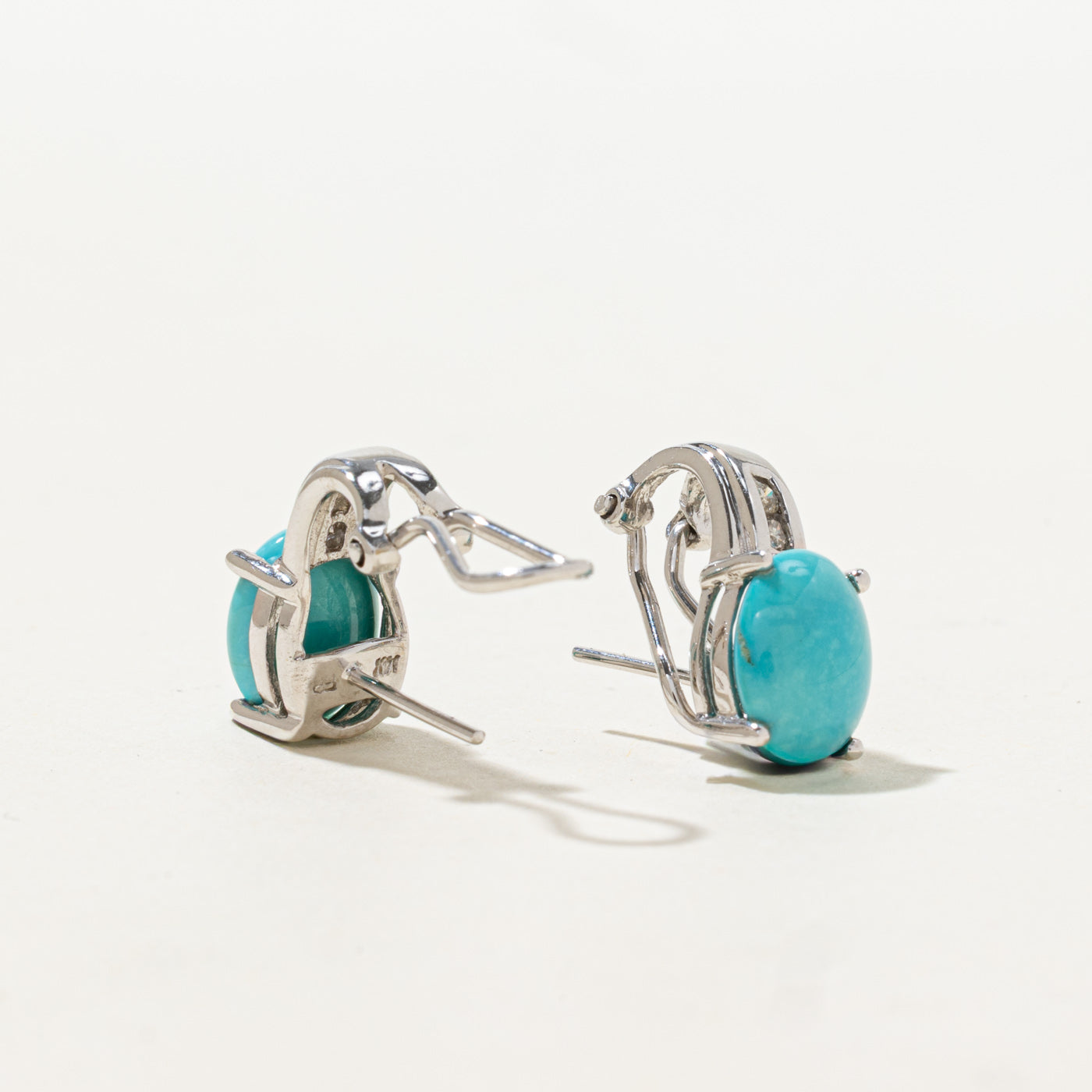 Turquoise & Diamond Stud Earrings | 5.4ctw, 0.06ctw |