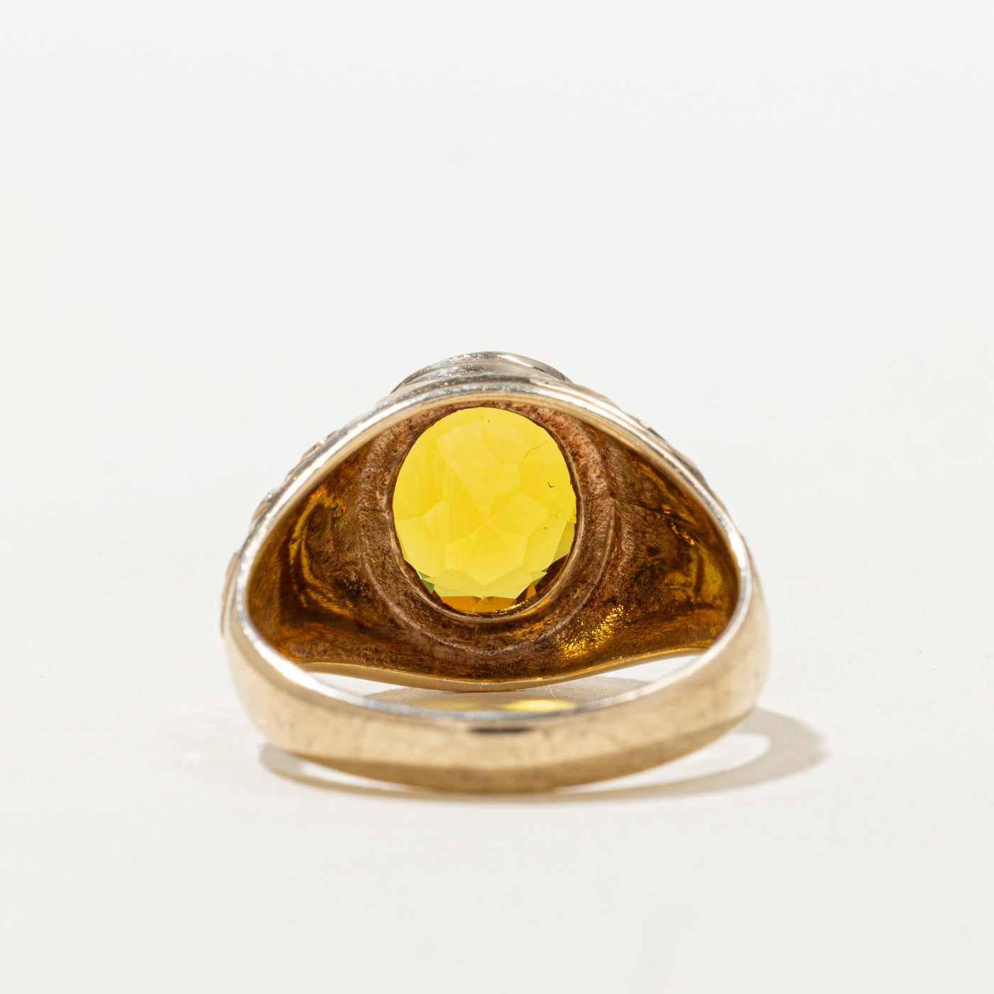 Synthetic Sapphire Engraved Scrollwork Ring | 4.45ct | SZ 9.5 |