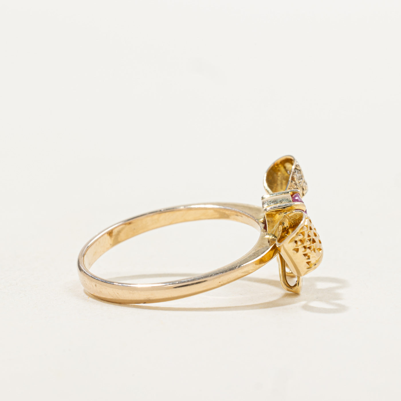 Ruby & Diamond Bow Ring | 0.24ct, 0.02ctw | SZ 6.0 |