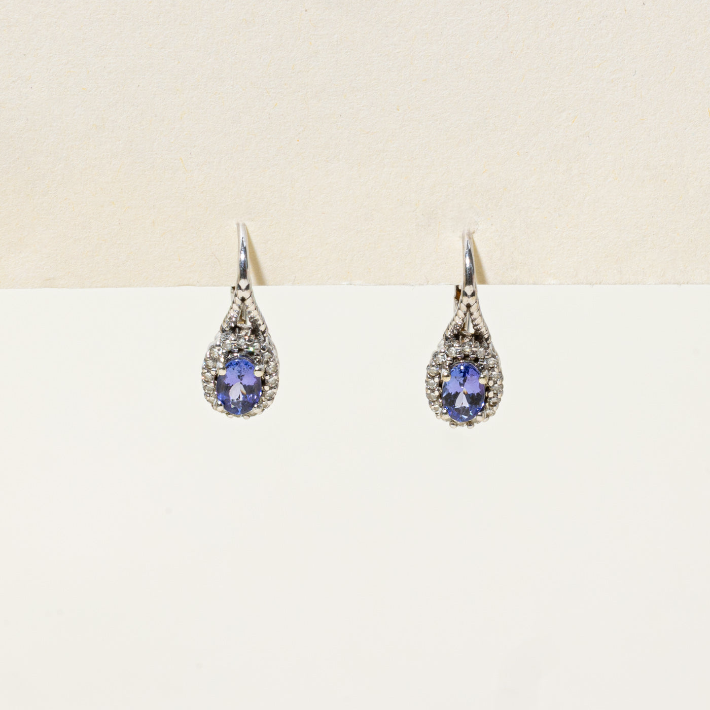 Tanzanite & Diamond Halo Drop Earrings | 0.95ctw, 0.23ctw |