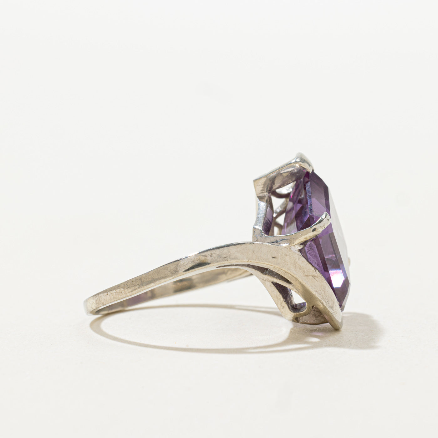 Step Cut Synthetic Sapphire Bypass Ring | 8.25ct | SZ 8.5 |