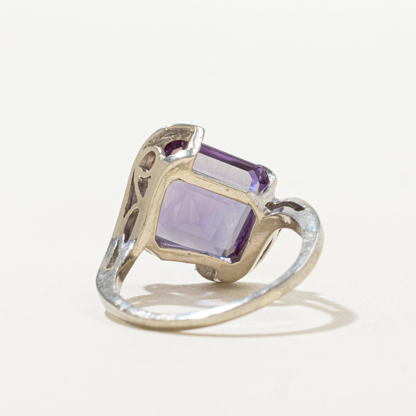 Step Cut Synthetic Sapphire Bypass Ring | 8.25ct | SZ 8.5 |