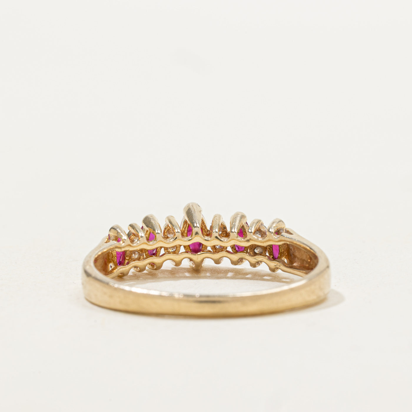 Semi Eternity Marquise Cut Ruby & Diamond Ring | 0.08ctw | SZ 9.75 |