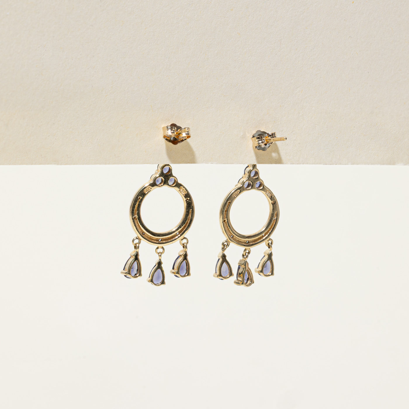 Pear Cut Tanzanite & Diamond Drop Earrings | 1.1ctw |