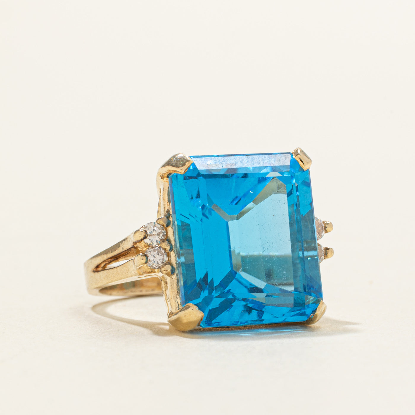 Topaz & Diamond Accented Cocktail Ring | 13.00ct, 0.08ctw | SZ 4.5