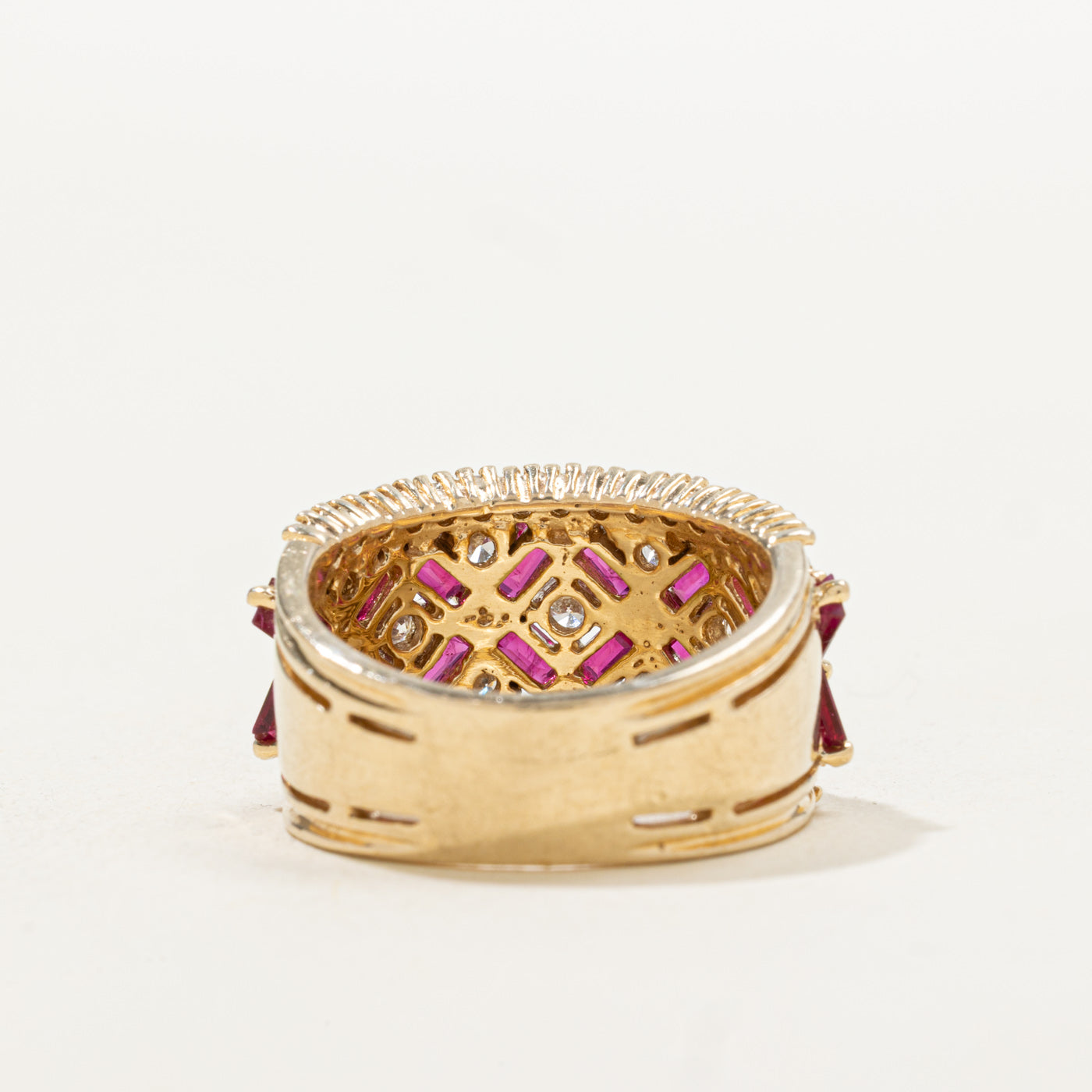Ruby & Diamond Floral Patterned Band | 1.44ctw, 0.58ctw | SZ 7.0 |