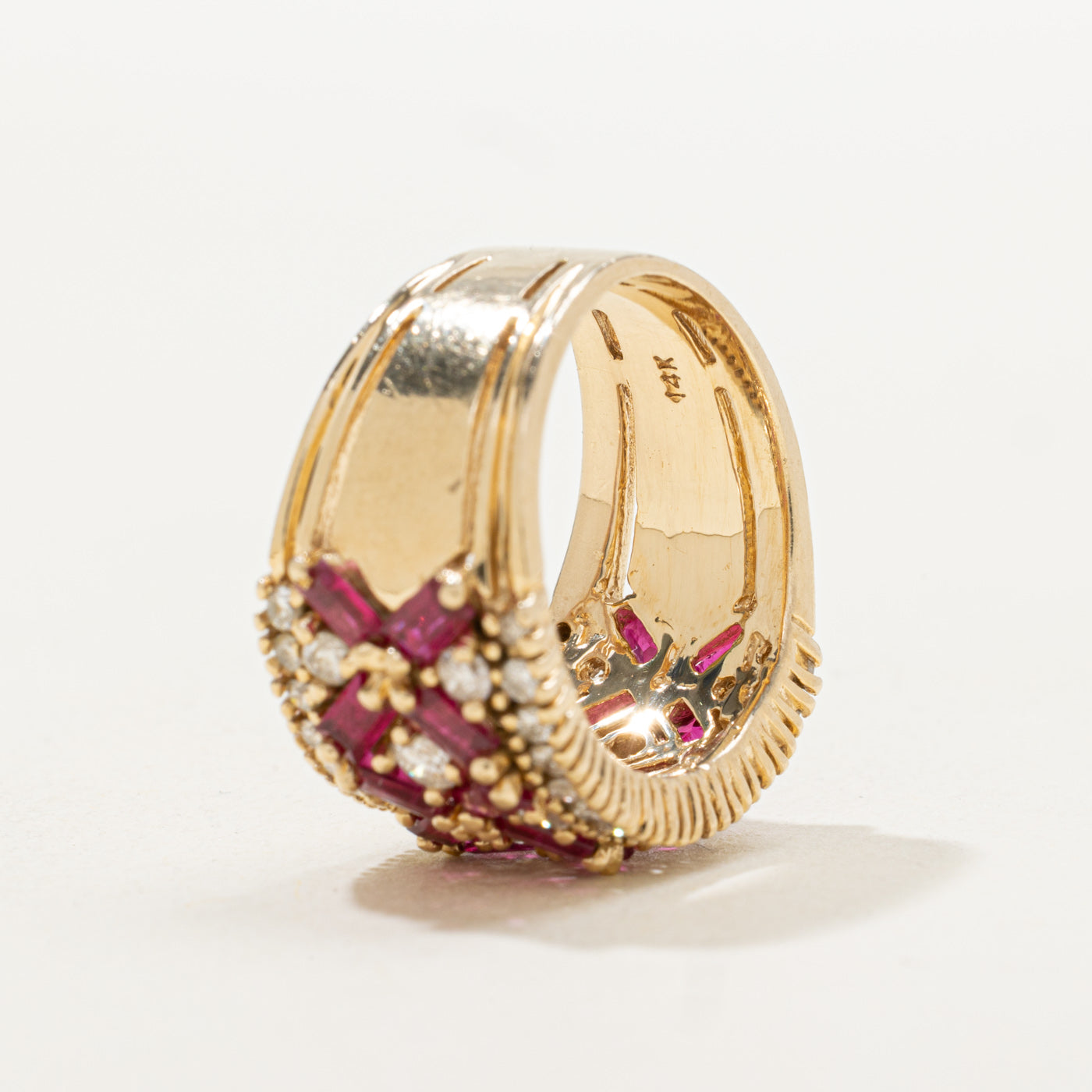 Ruby & Diamond Floral Patterned Band | 1.44ctw, 0.58ctw | SZ 7.0 |