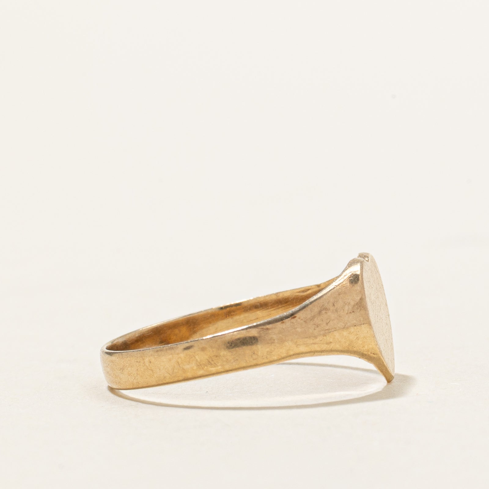 1985 Birmingham 9k Yellow Gold Thin Heart Signet Ring | SZ 5.25