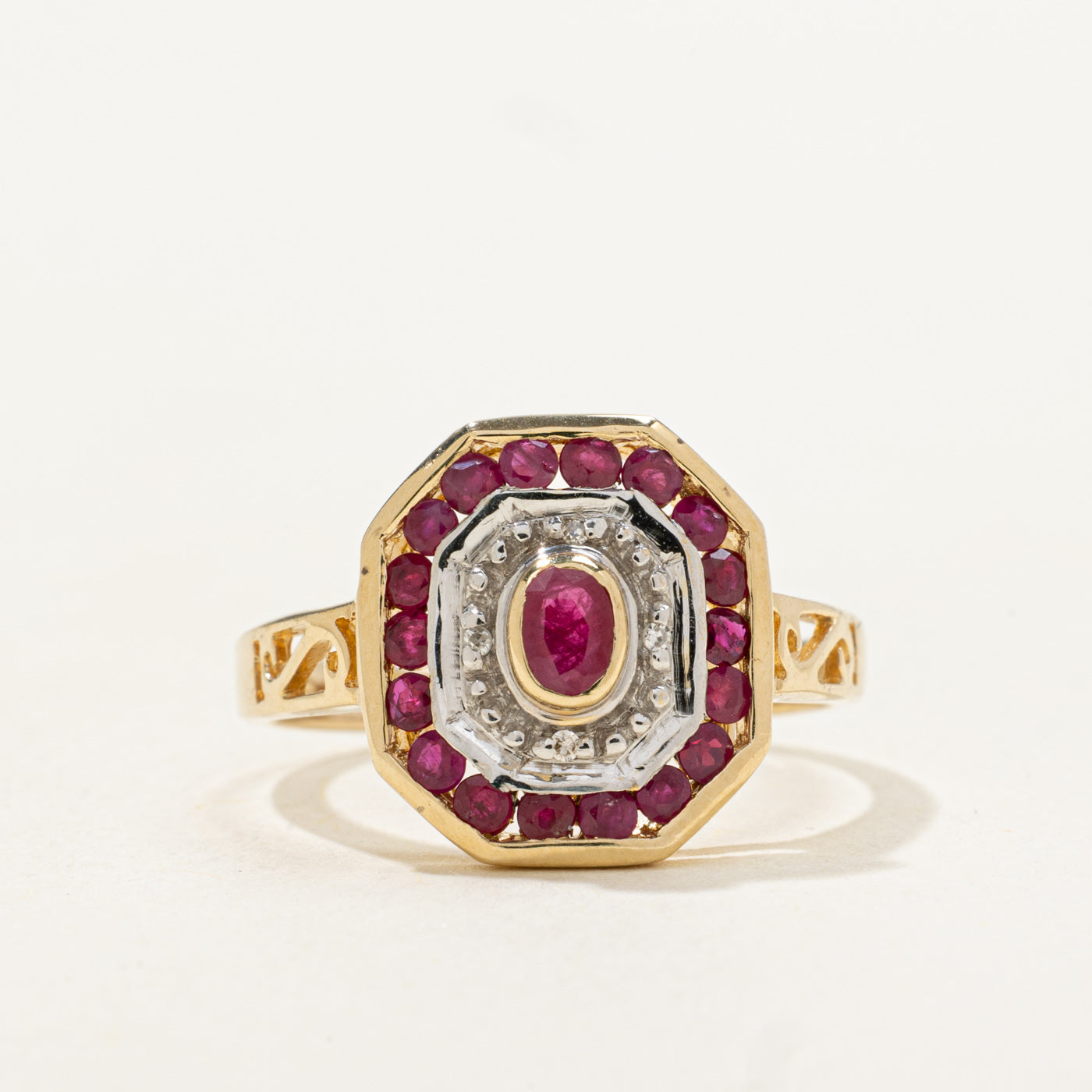 Ruby & Diamond Double Halo Ring | 0.58ctw, 0.01ctw | SZ 7.0 |