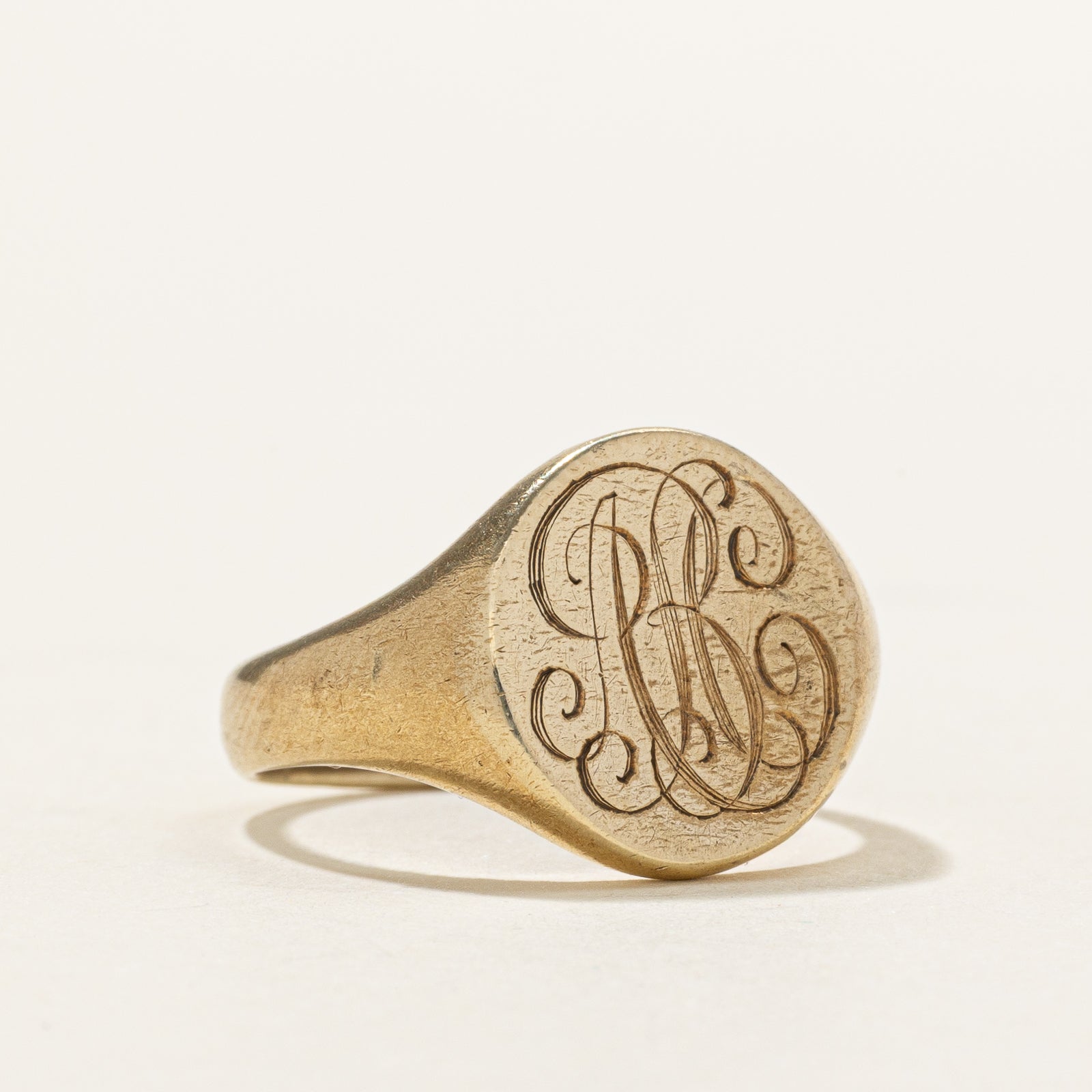 10k Yellow Gold "ABC" Initial Signet Ring | SZ 6.25