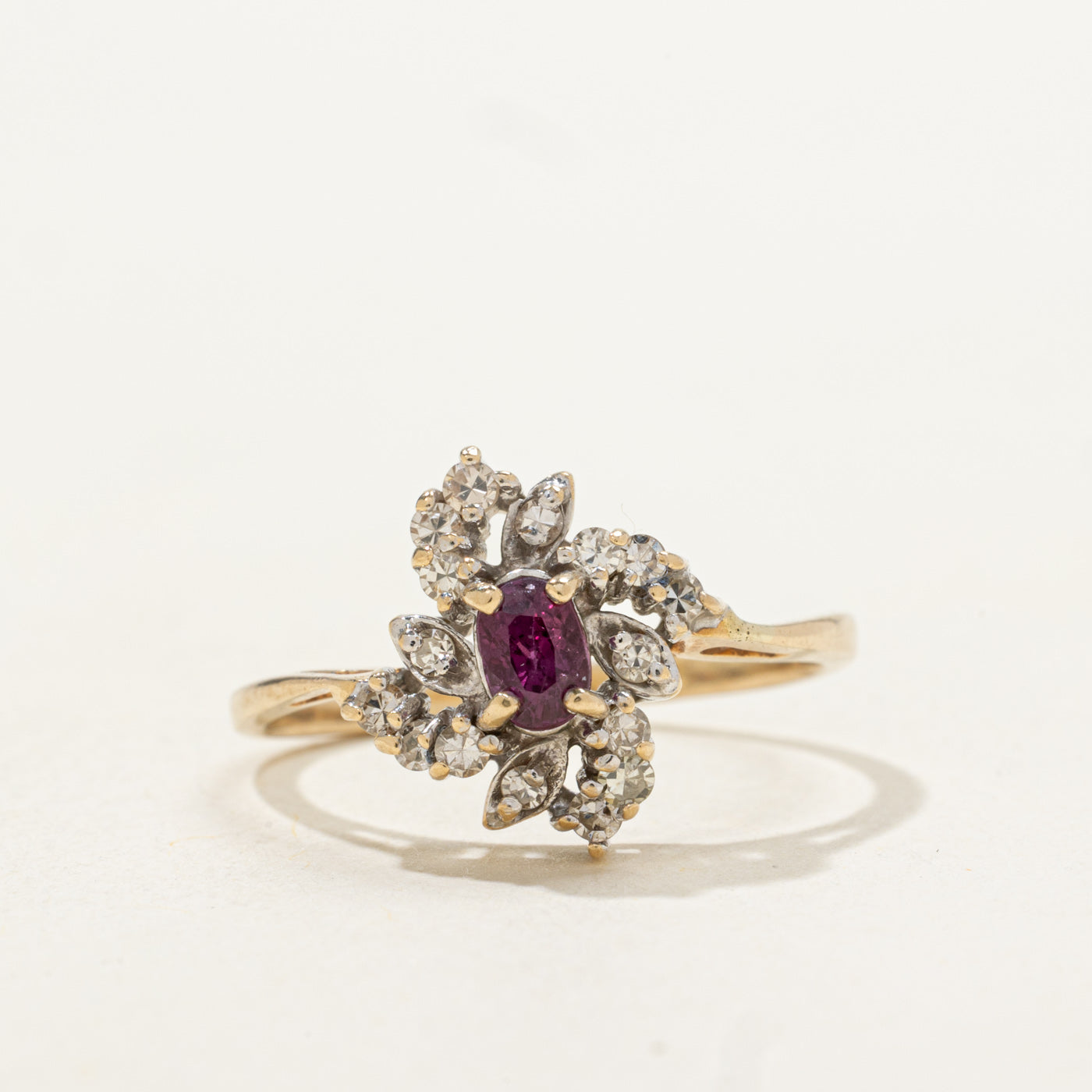 Oval Cut Ruby & Diamond Accented Ring | 0.31ct, 0.16ctw | SZ 8.0 |