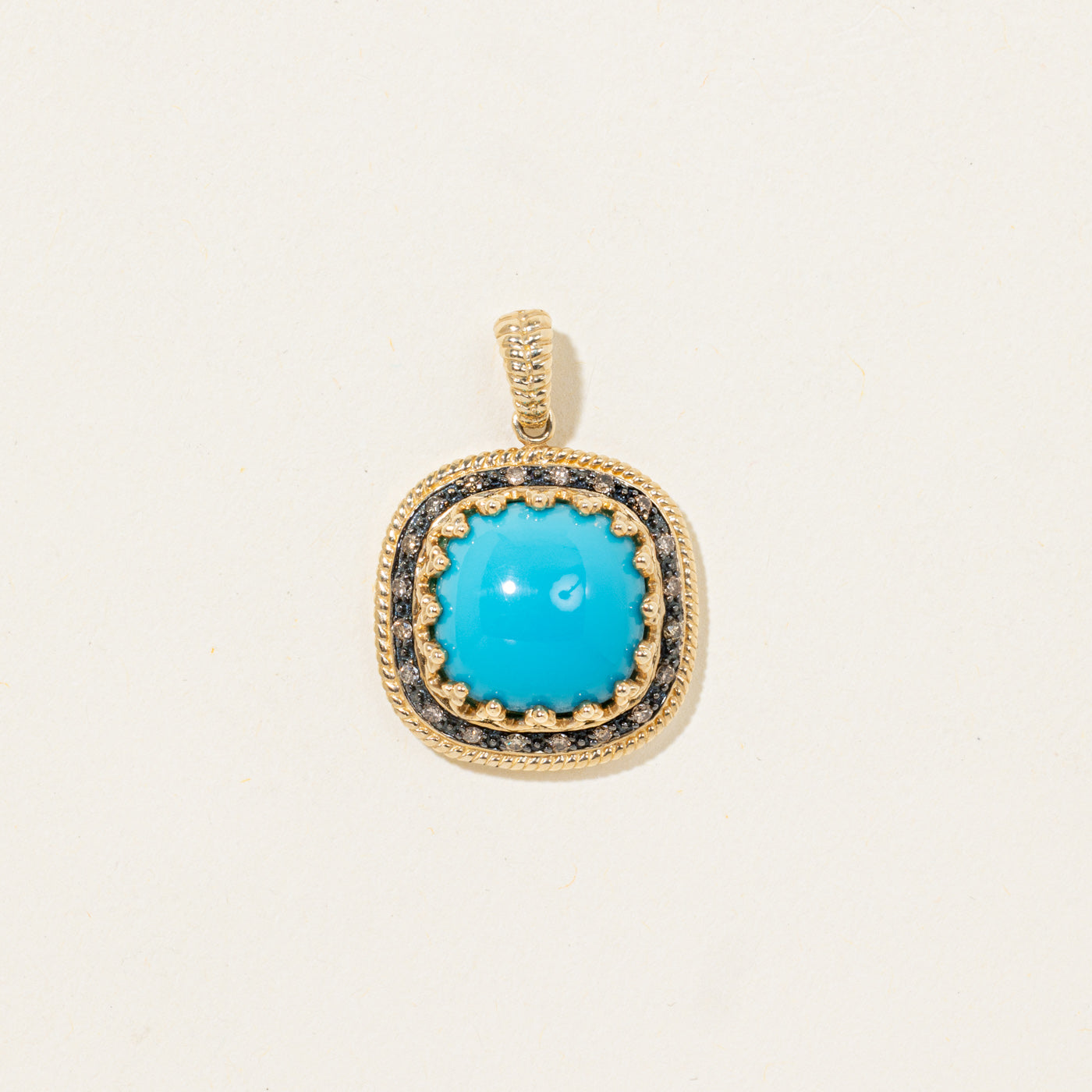 Turquoise & Diamond Ornate Halo Pendant | 6.0ct, 0.12ctw |