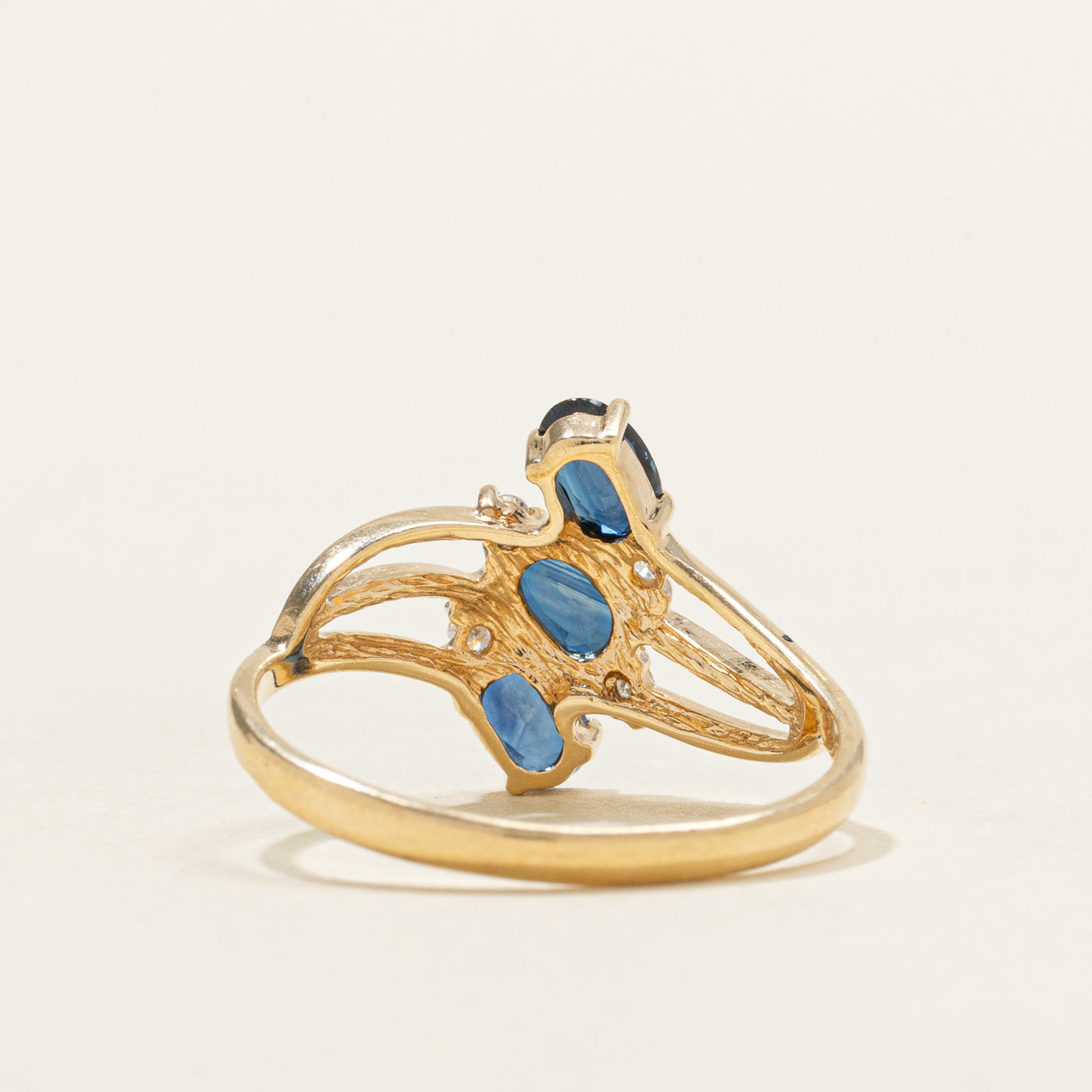 Three Stone Oval Cut Sapphire & Diamond Ring | SZ 7.0