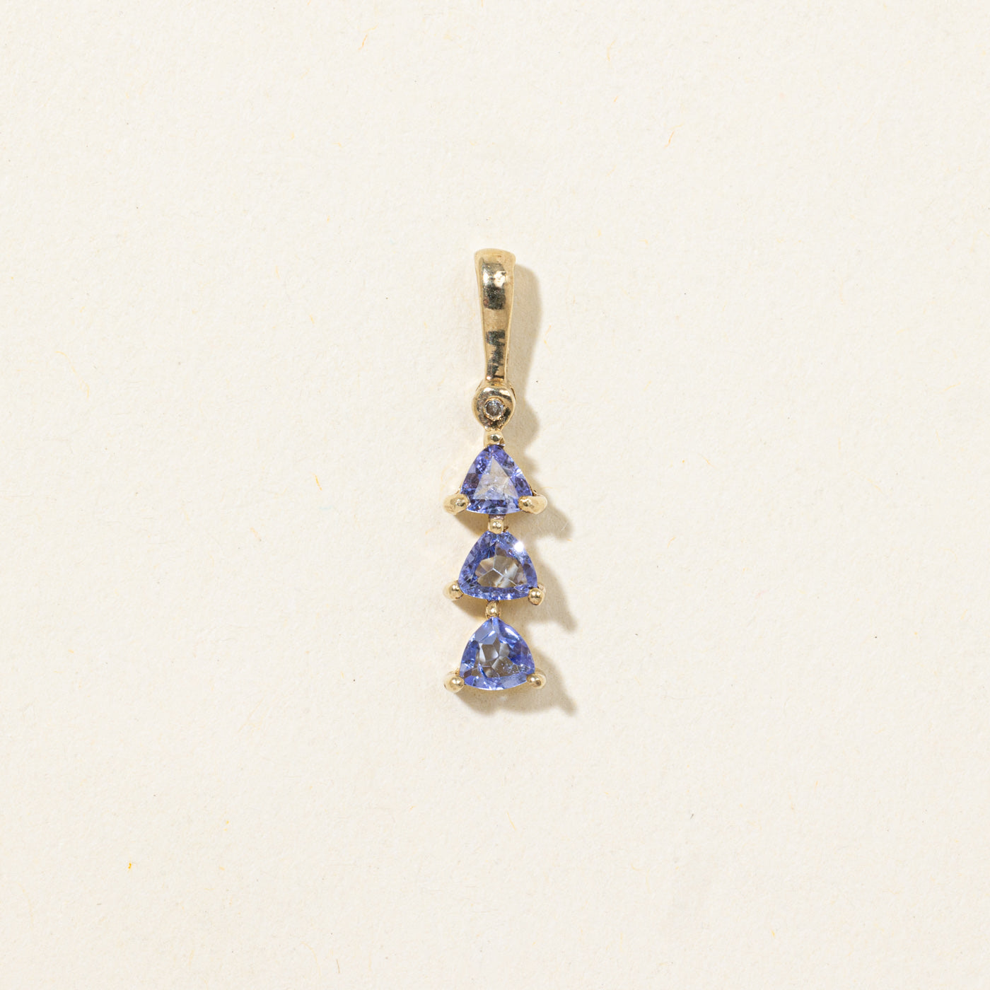 Three Stone Tanzanite & Diamond Drop Pendant | 1.0ctw, 0.01ct |