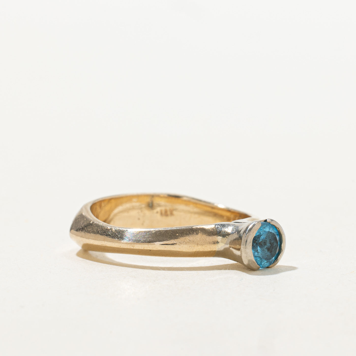 Semi Bezel Set Blue Topaz Euro Shank Ring | 0.55ct | SZ 7.25 |