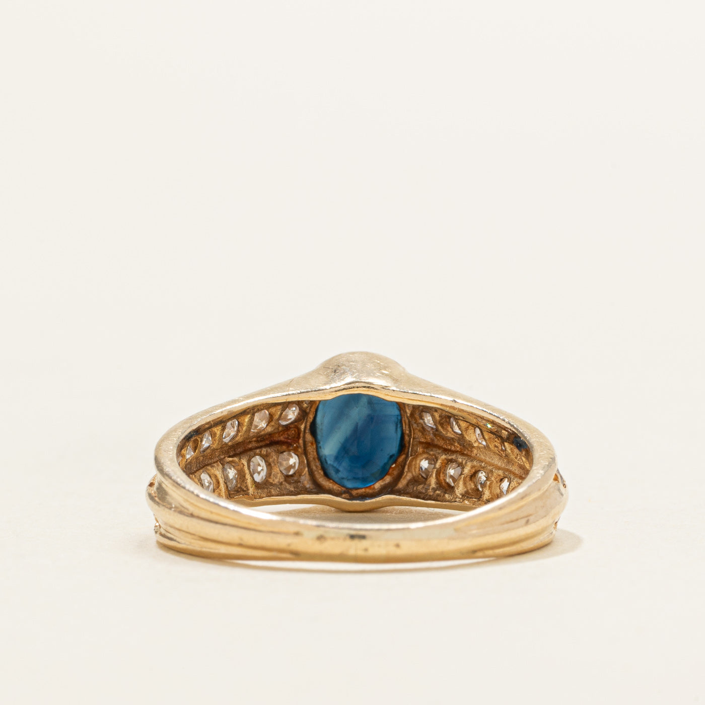 Bezel Set Sapphire & Diamond Accented Ring | SZ 6.5