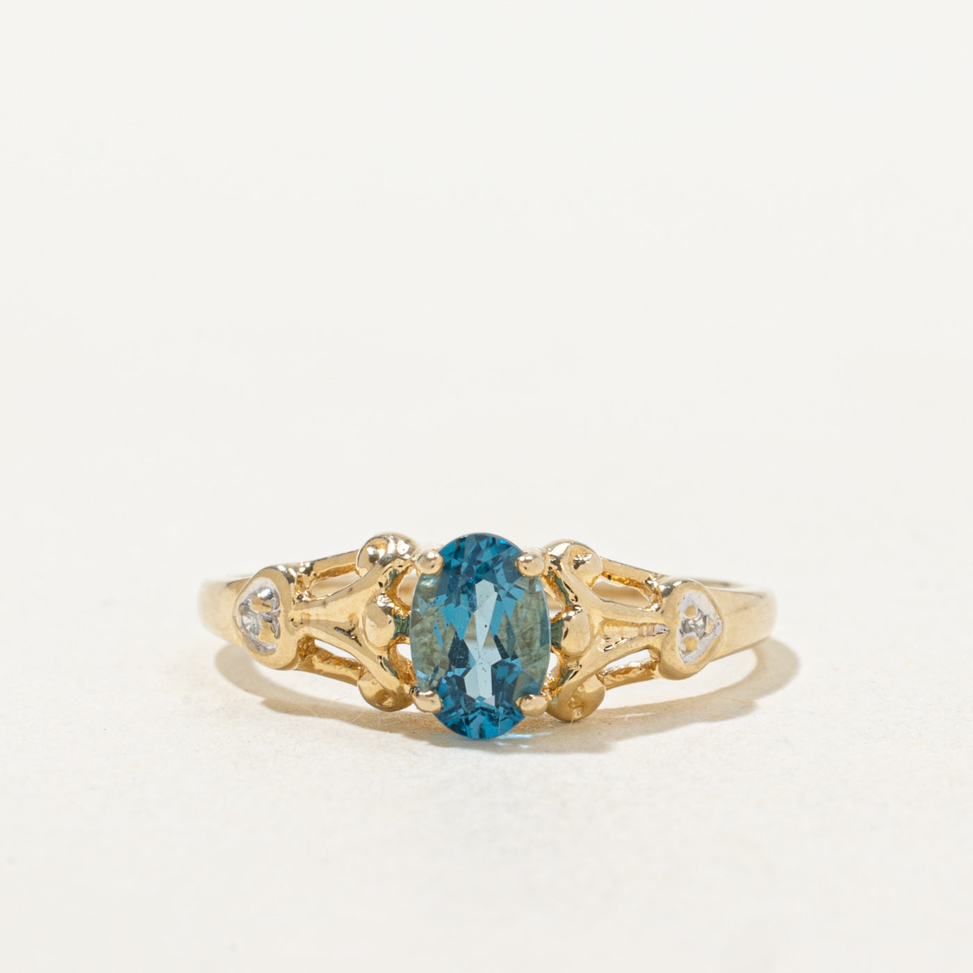 Blue Topaz & Diamond Ornate Ring | 0.54ct, 0.01ctw | SZ 4.75 |