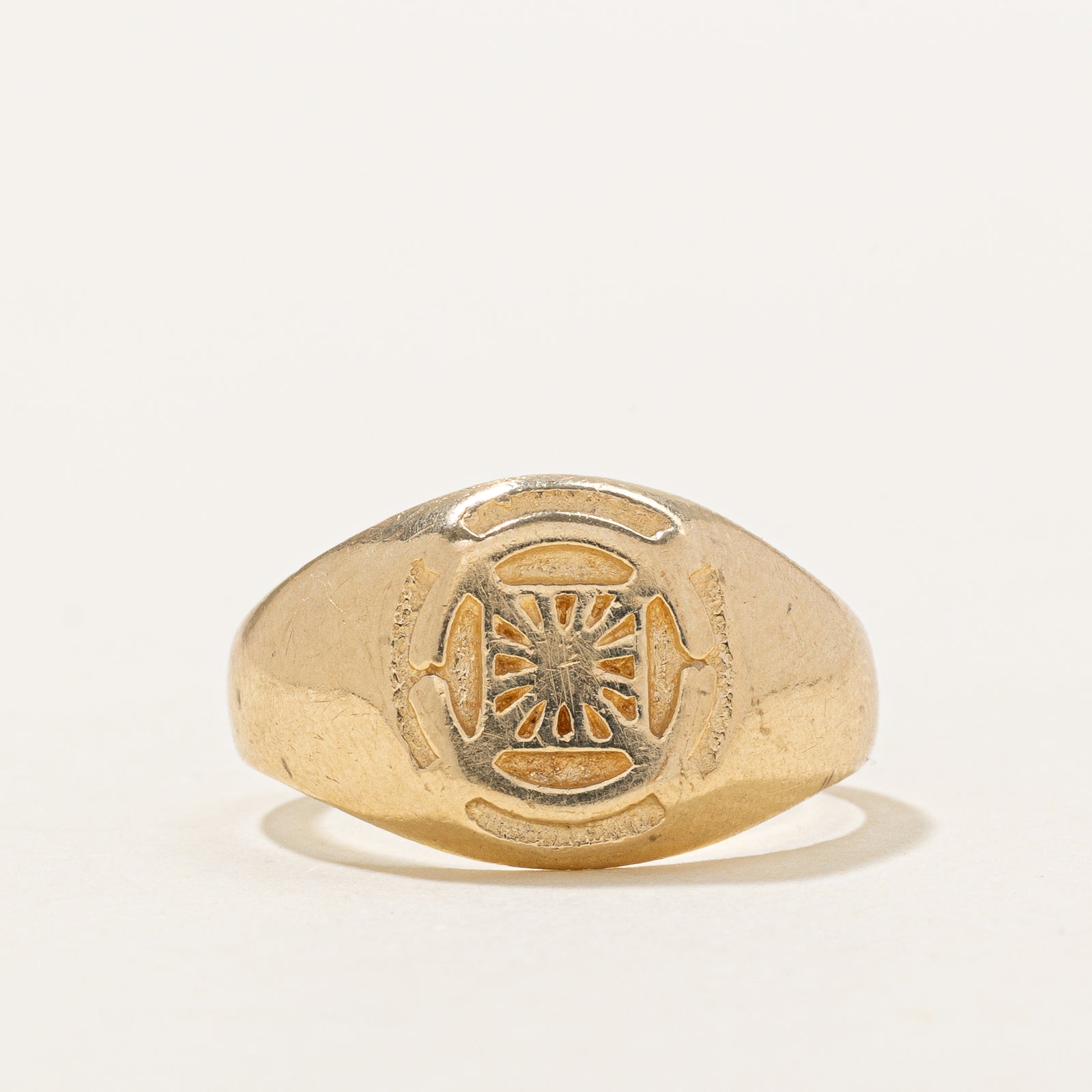 14K Yellow Gold Nautical Helm Signet Ring | SZ 7