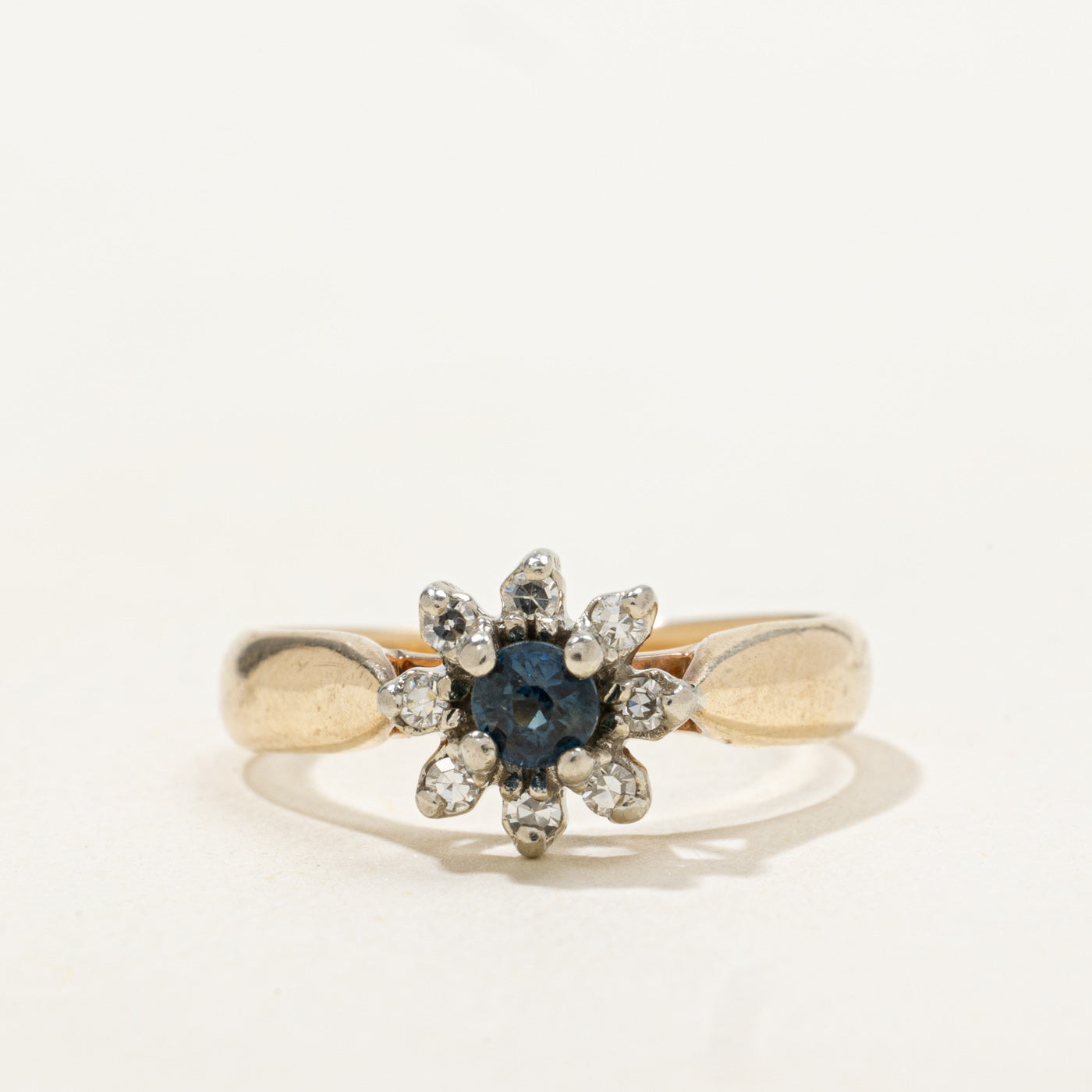 Sapphire & Diamond Petal Halo Ring | 0.18ct, 0.08ctw | SZ 5.75 |