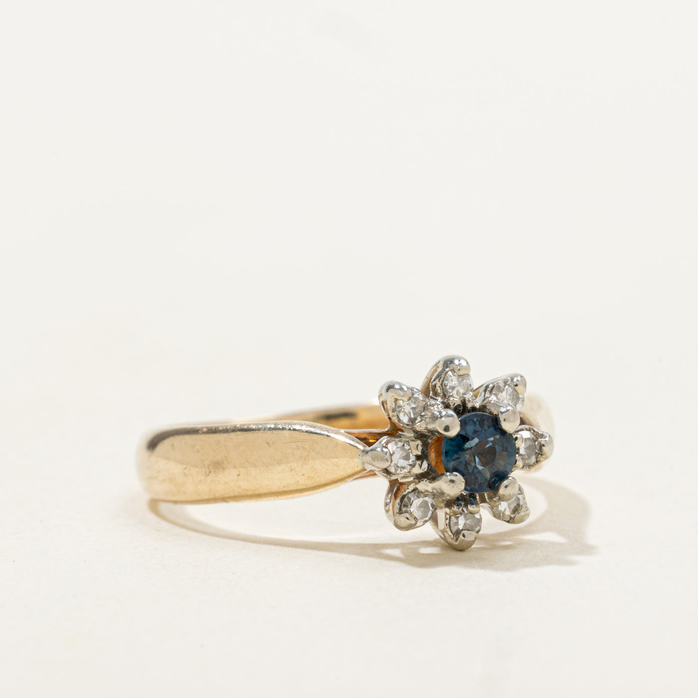 Sapphire & Diamond Petal Halo Ring | 0.18ct, 0.08ctw | SZ 5.75 |