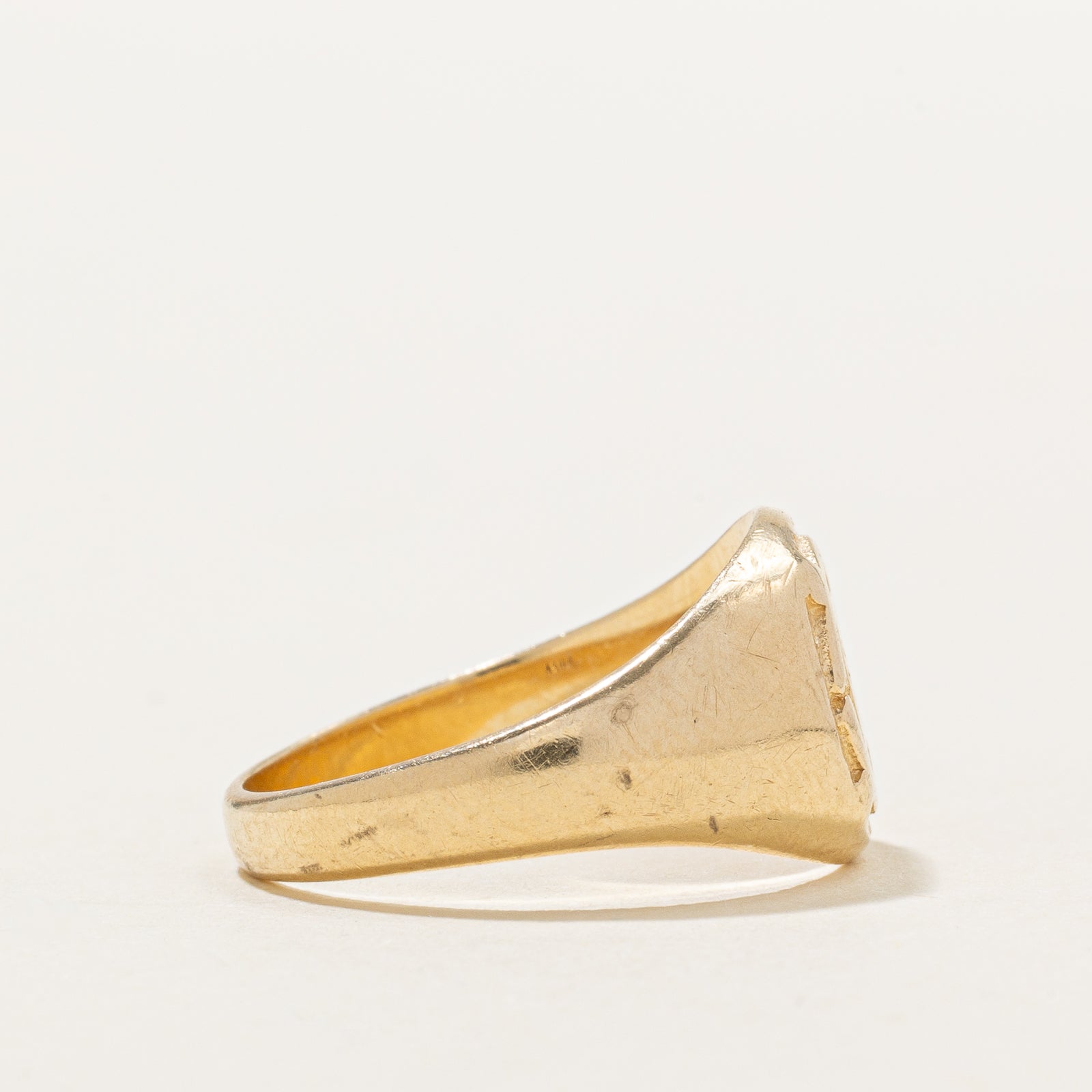 14K Yellow Gold Nautical Helm Signet Ring | SZ 7