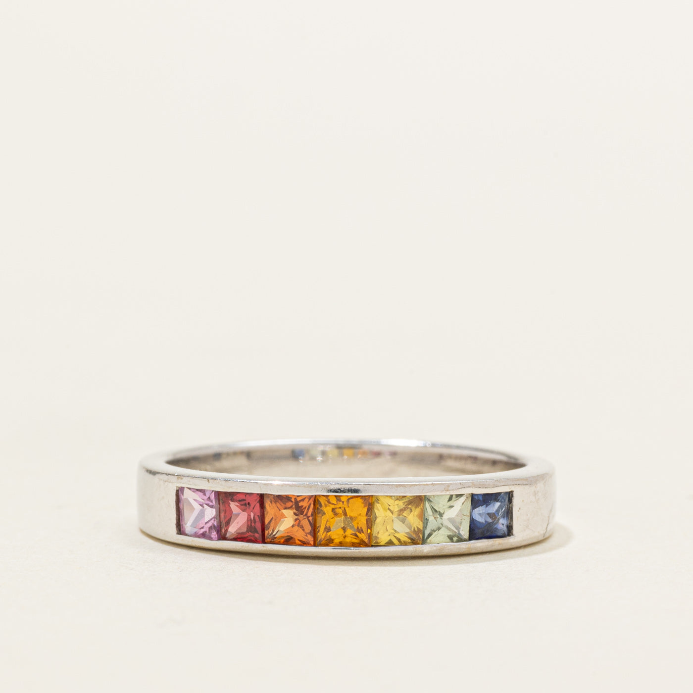 Channel Set Rainbow Sapphire Band | SZ 7.0
