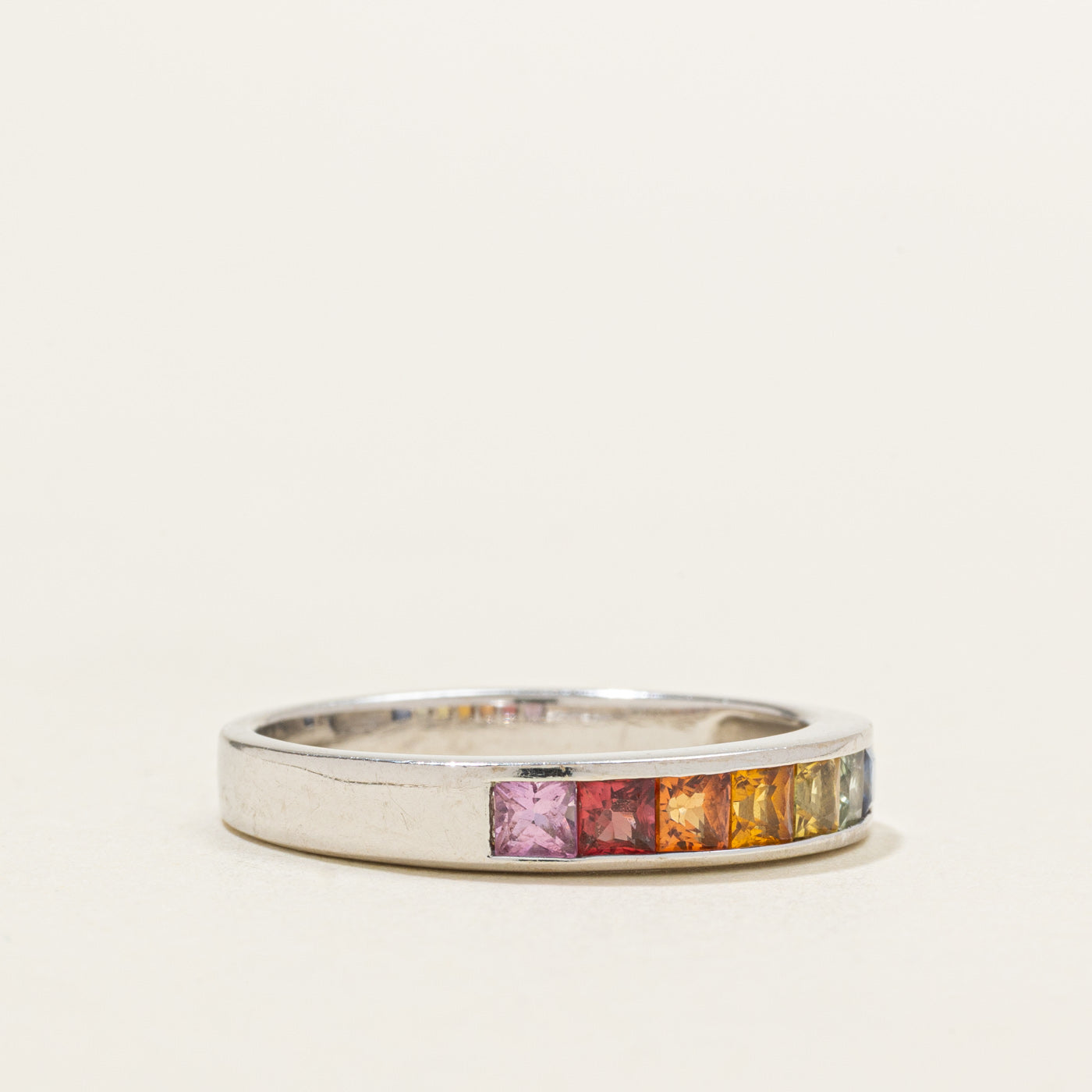 Channel Set Rainbow Sapphire Band | SZ 7.0