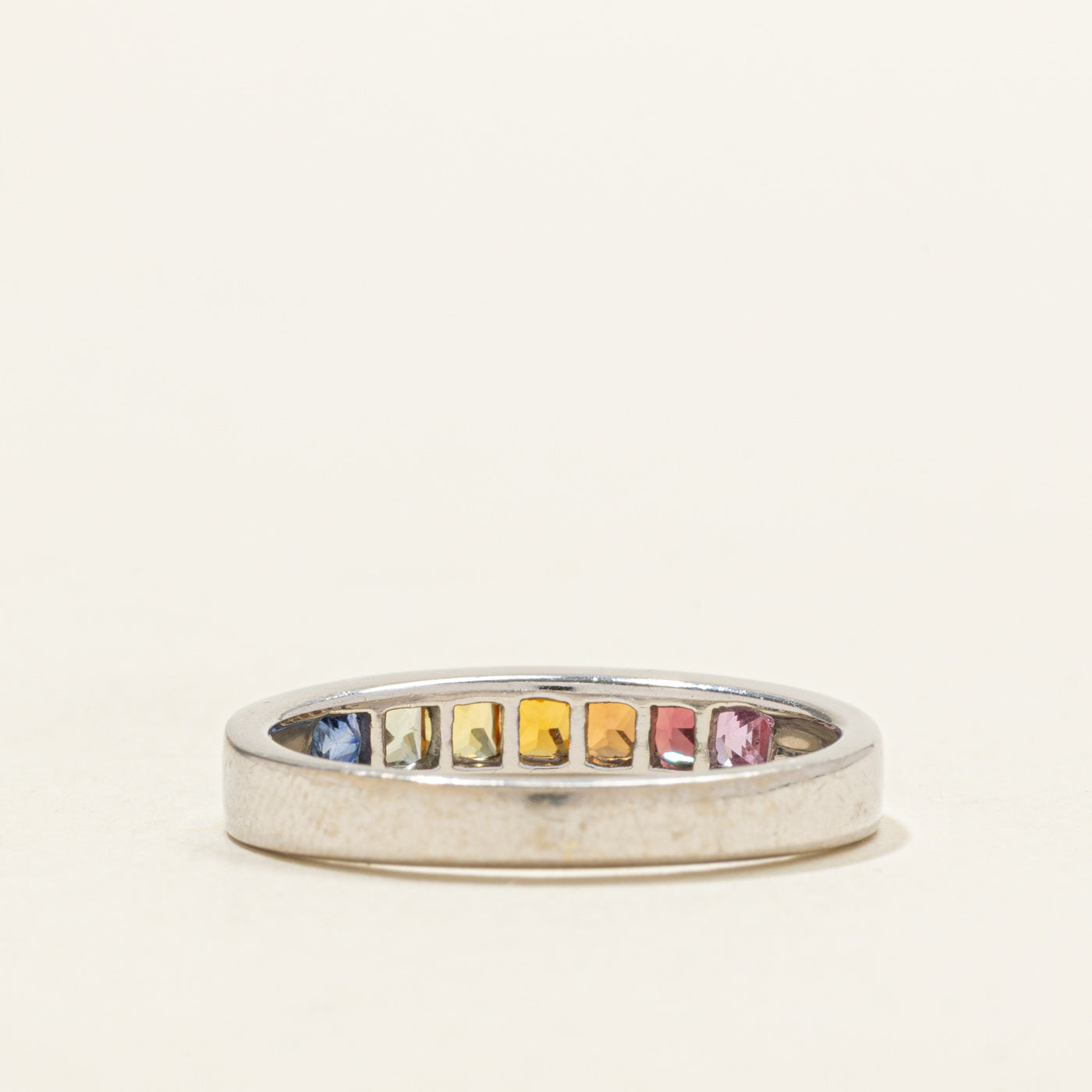 Channel Set Rainbow Sapphire Band | SZ 7.0