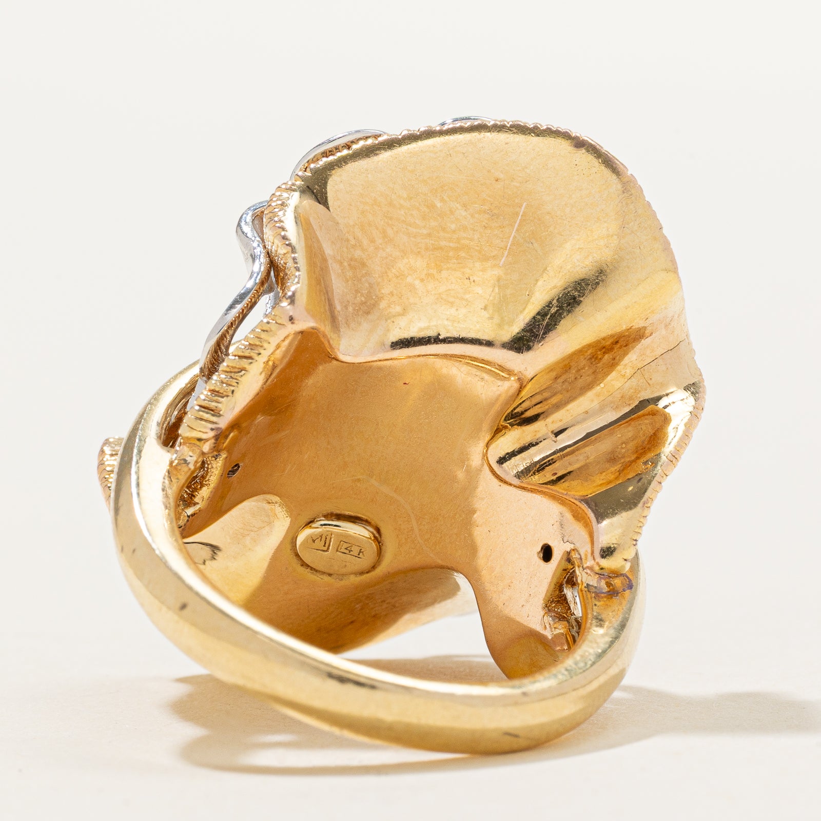 14k Two Tone Gold Abstract Design Cocktail Ring | SZ 8