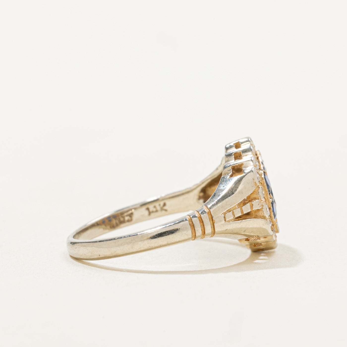 Sapphire & Diamond Hexagon Cluster Ring | 0.1ctw, 0.09ctw | SZ 6.5 |