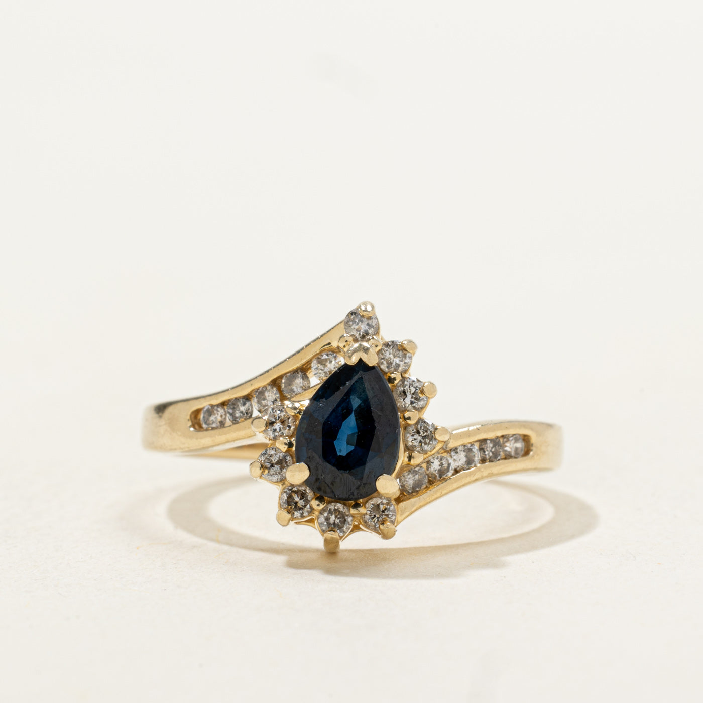 Sapphire & Diamond Petal Halo Bypass Ring | 0.78ct, 0.22ctw | SZ 8.0 |