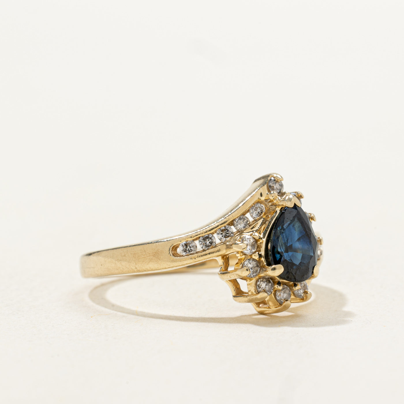 Sapphire & Diamond Petal Halo Bypass Ring | 0.78ct, 0.22ctw | SZ 8.0 |