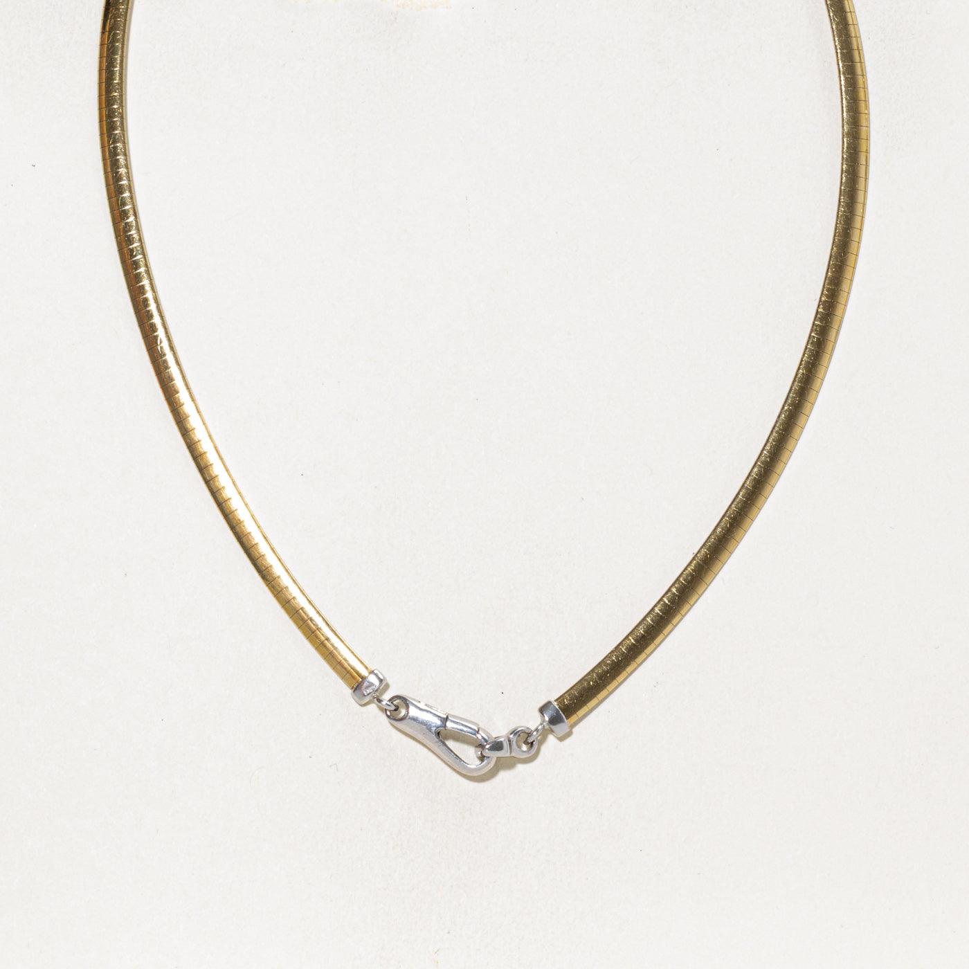 18k Two Tone Gold Omega Necklace | 4mm | 16"