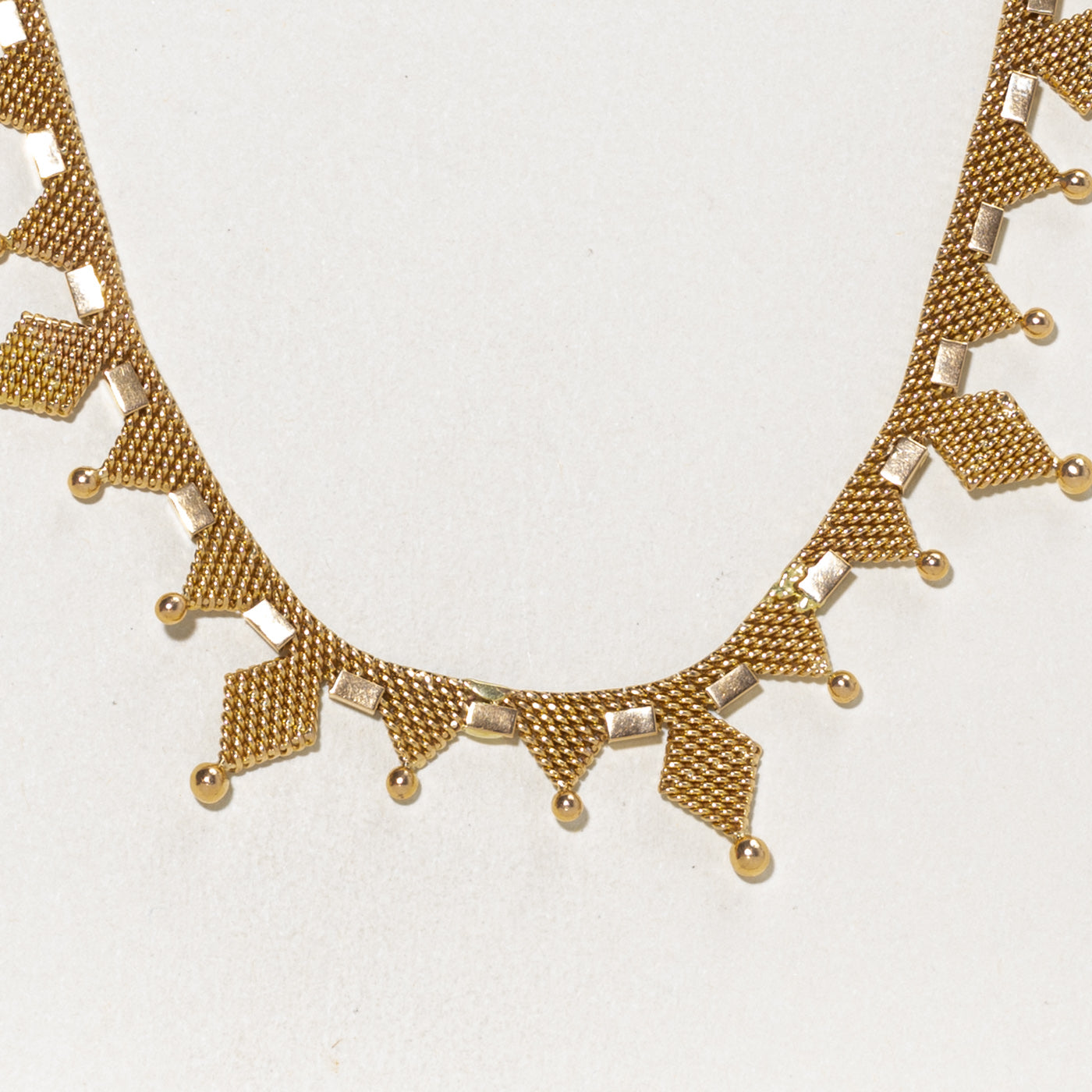 18k Yellow Gold Woven Geometric Mesh Necklace | 18"