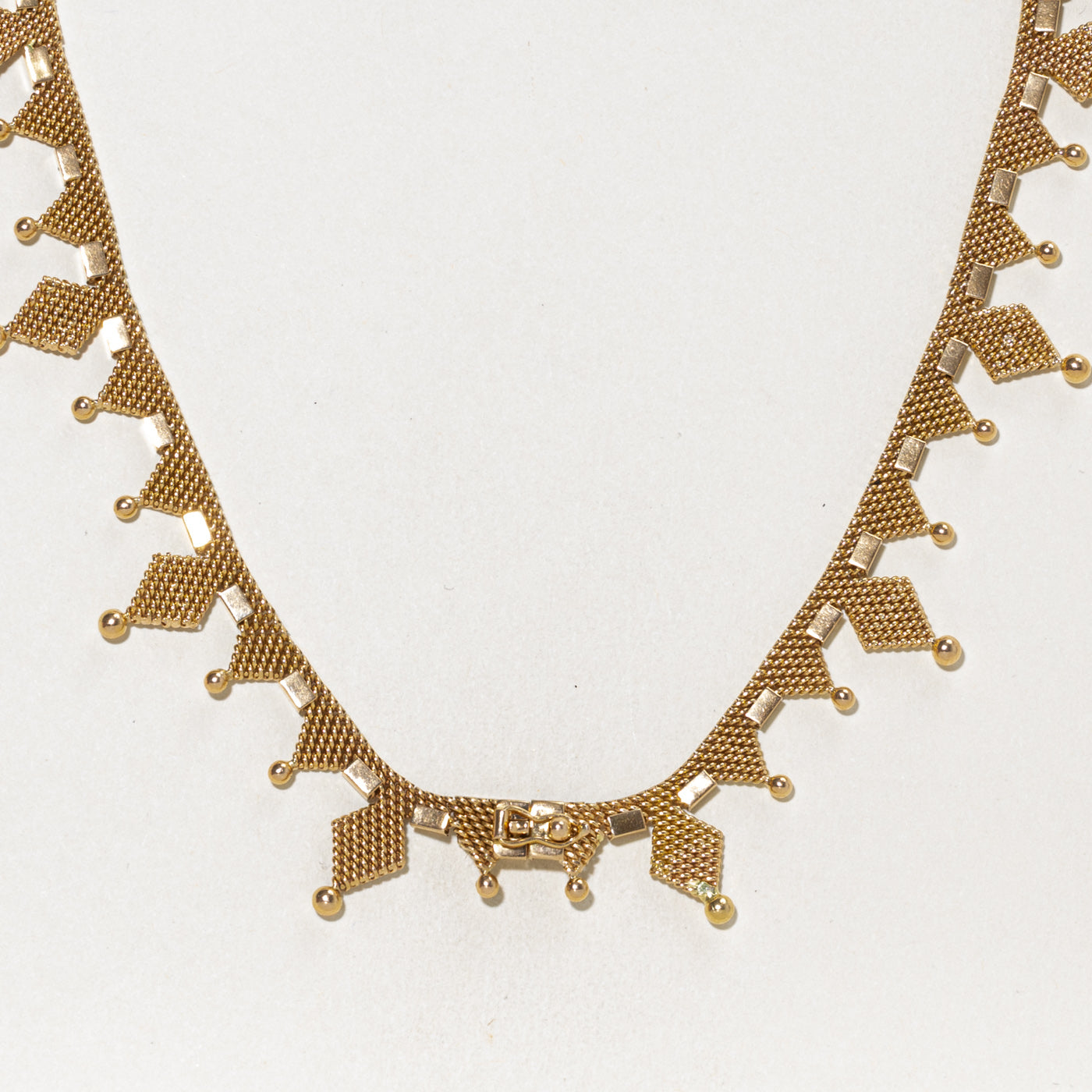18k Yellow Gold Woven Geometric Mesh Necklace | 18"